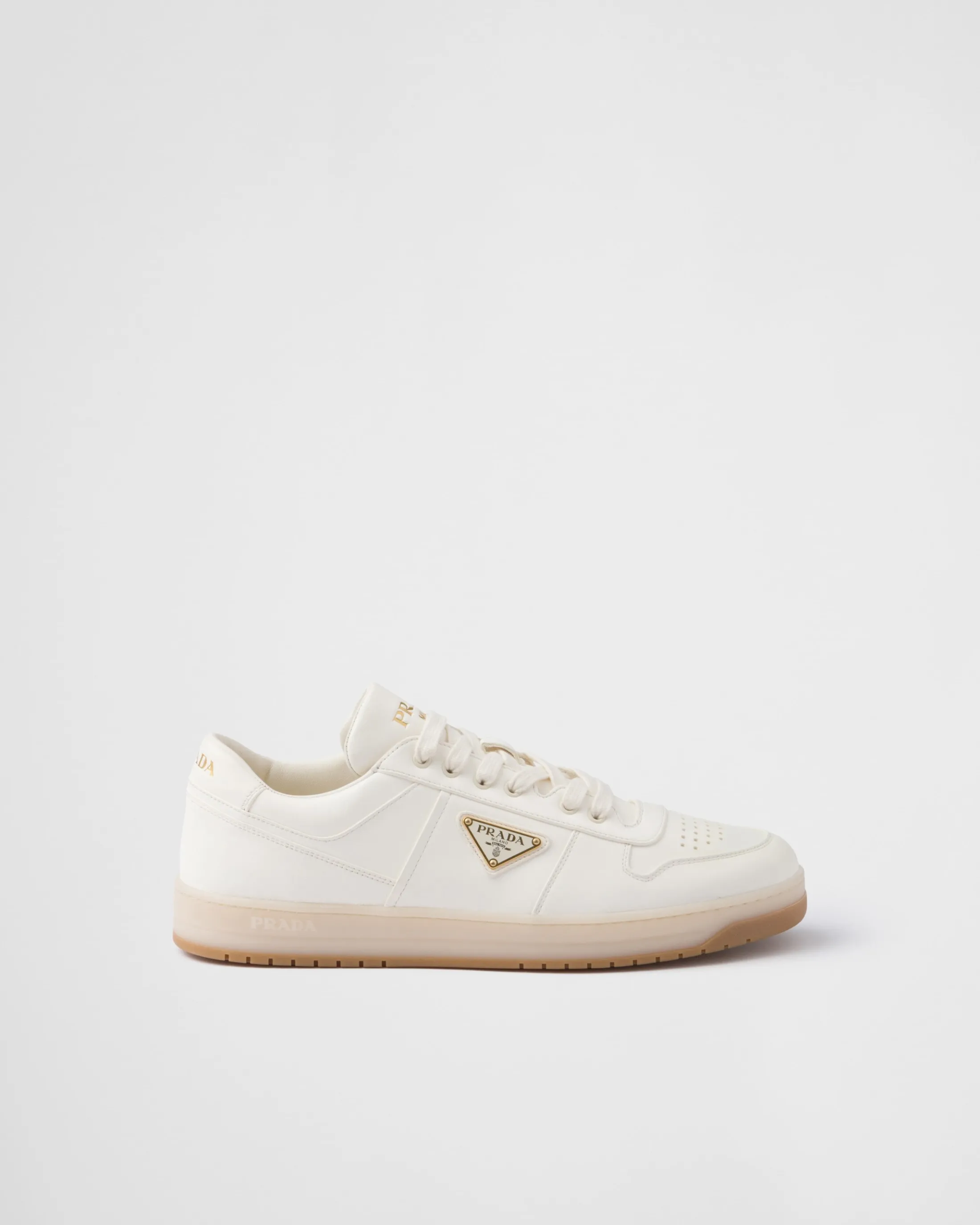 Prada Downtown nappa leather sneakers Ivory Outlet