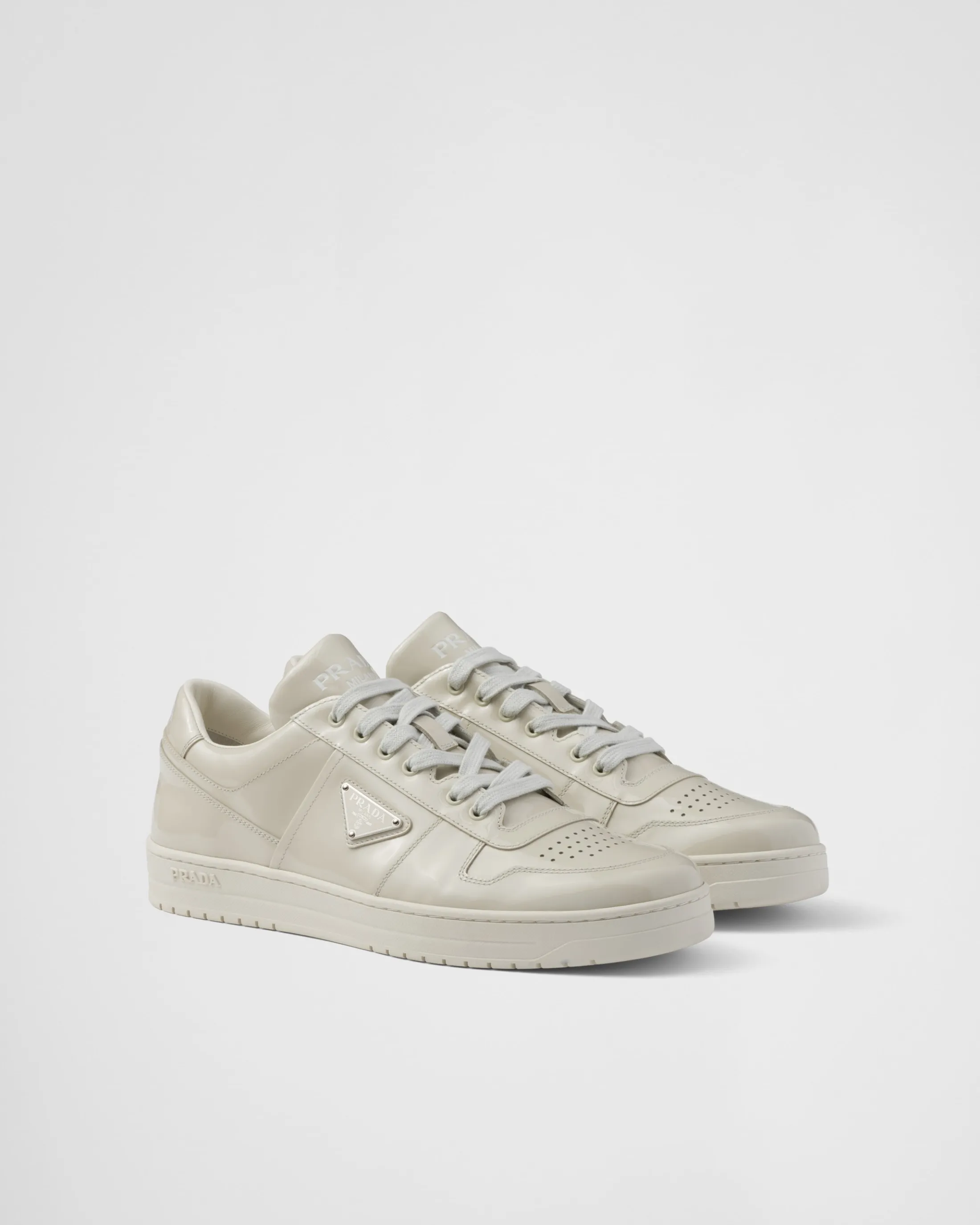 Prada Downtown patent leather sneakers Chalkwhite Sale