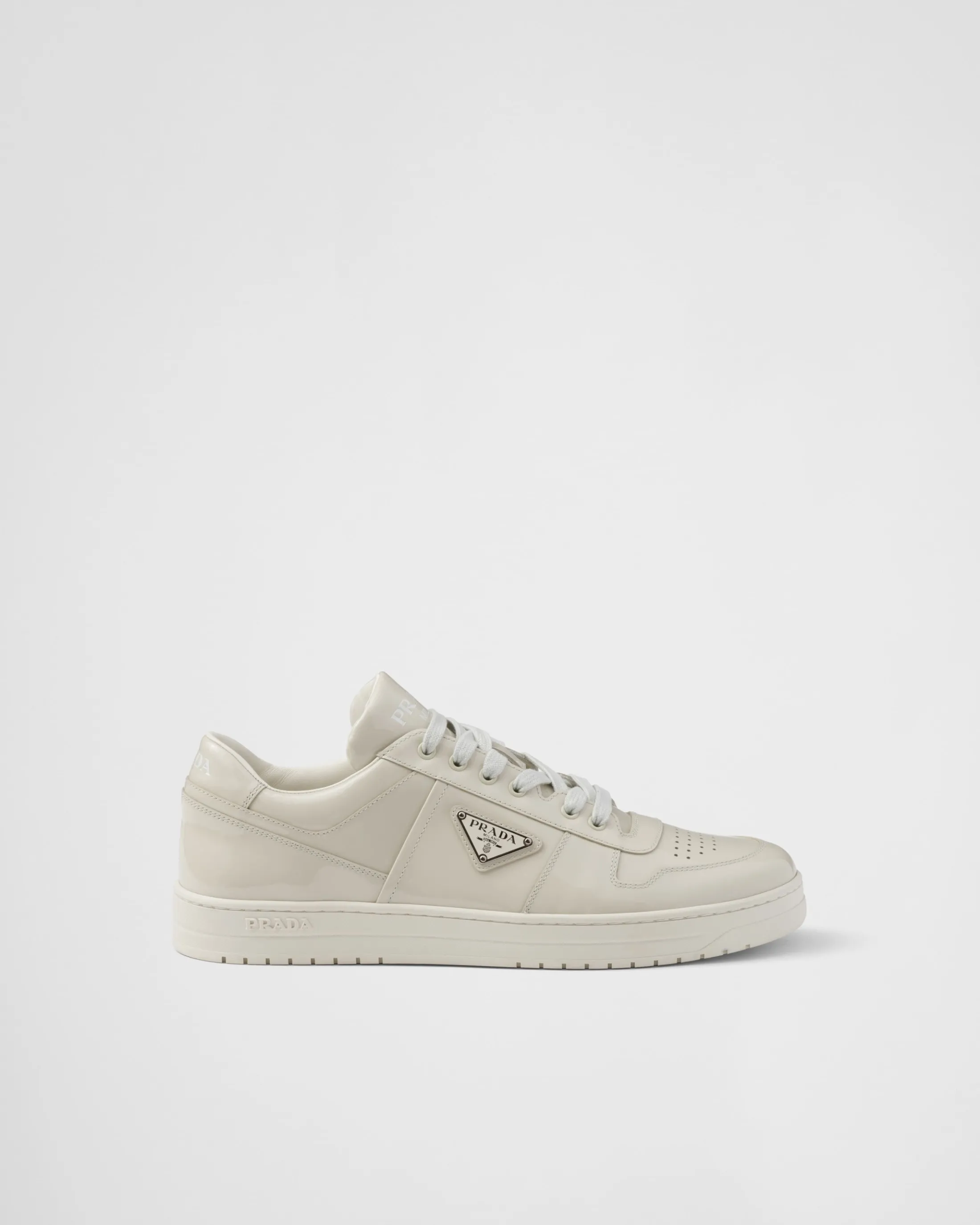 Prada Downtown patent leather sneakers Chalkwhite Sale