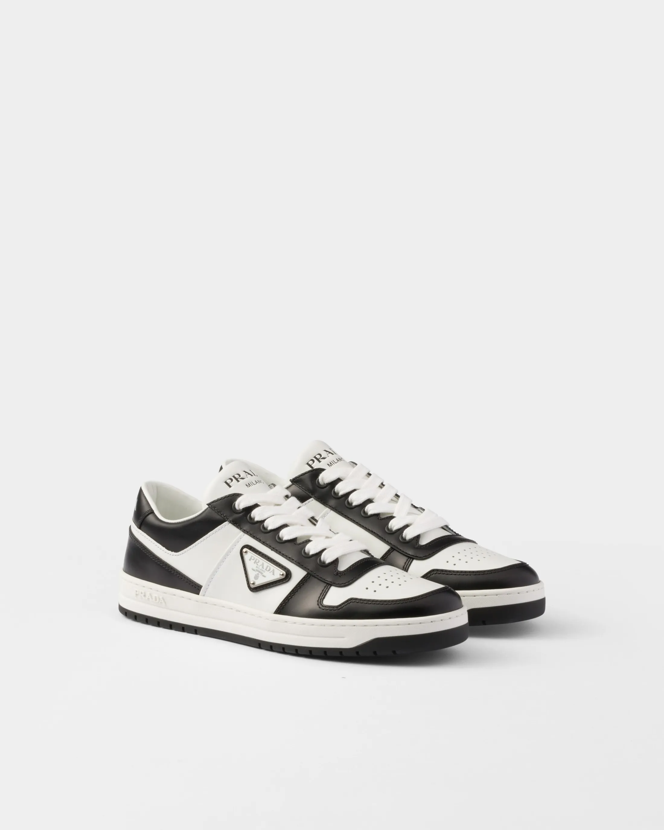 Prada Downtown perforated leather sneakers White/black Store