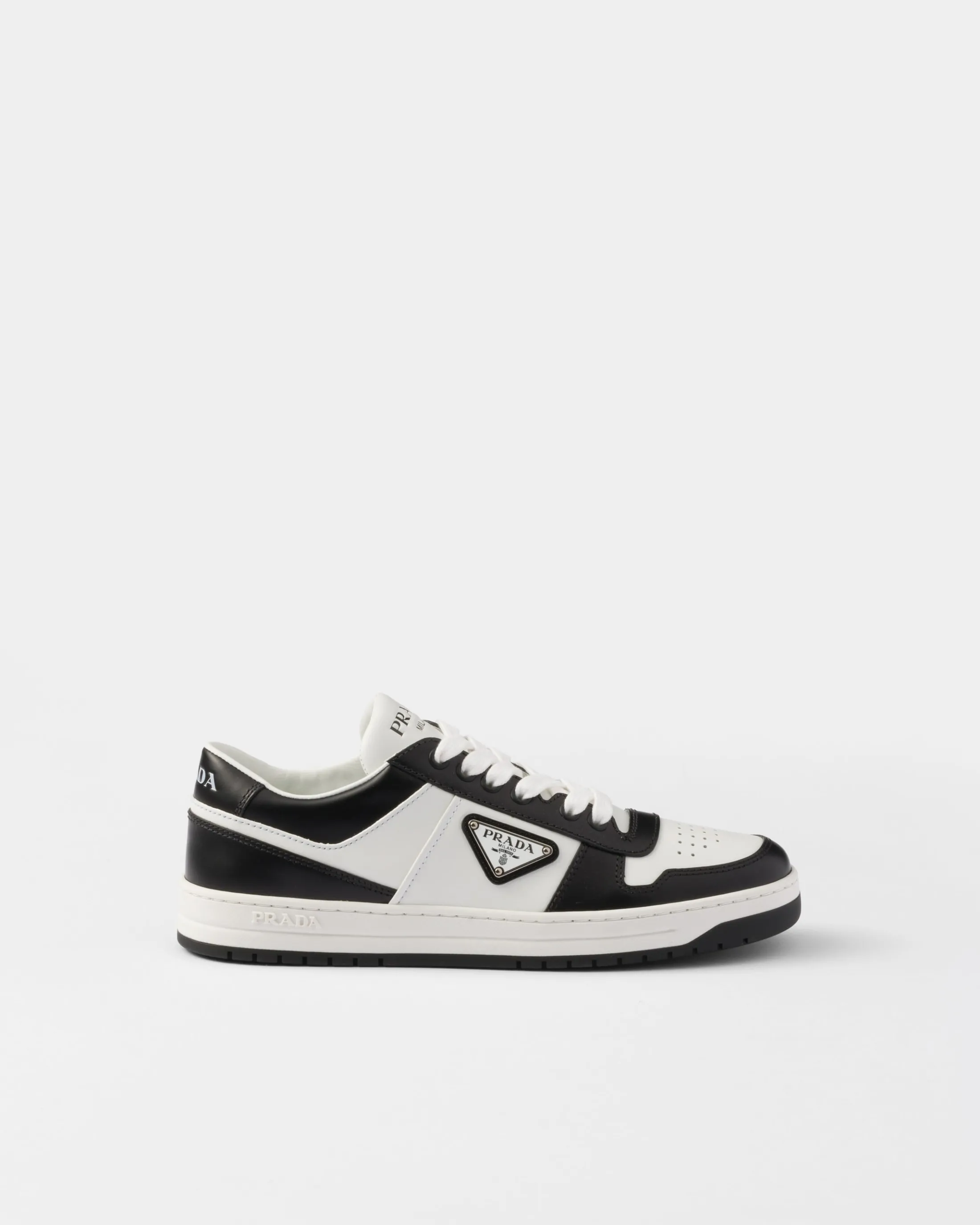 Prada Downtown perforated leather sneakers White/black Store