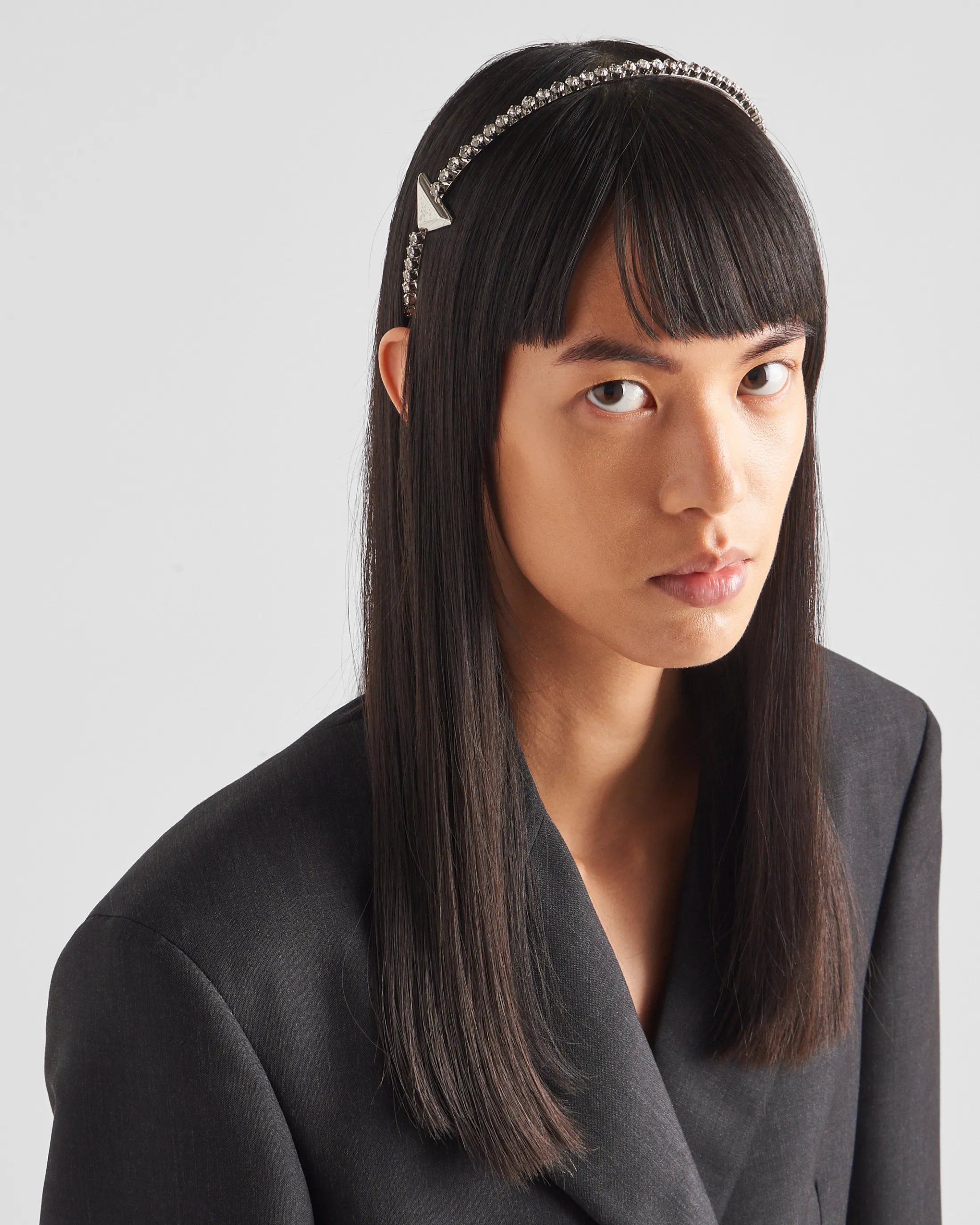 Prada Embellished brass headband Steel/crystal Hot