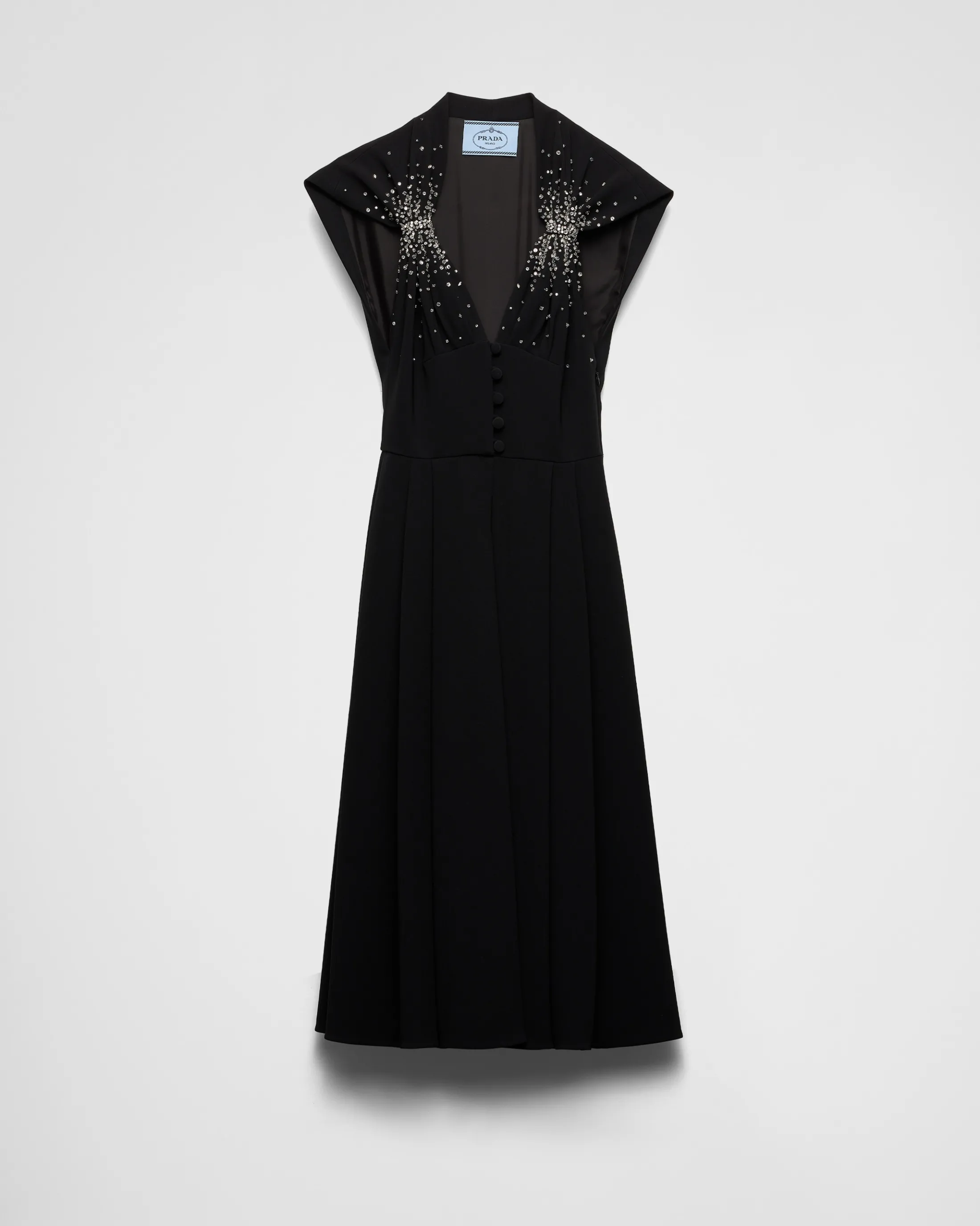 Prada Embroidered cady dress Black Cheap