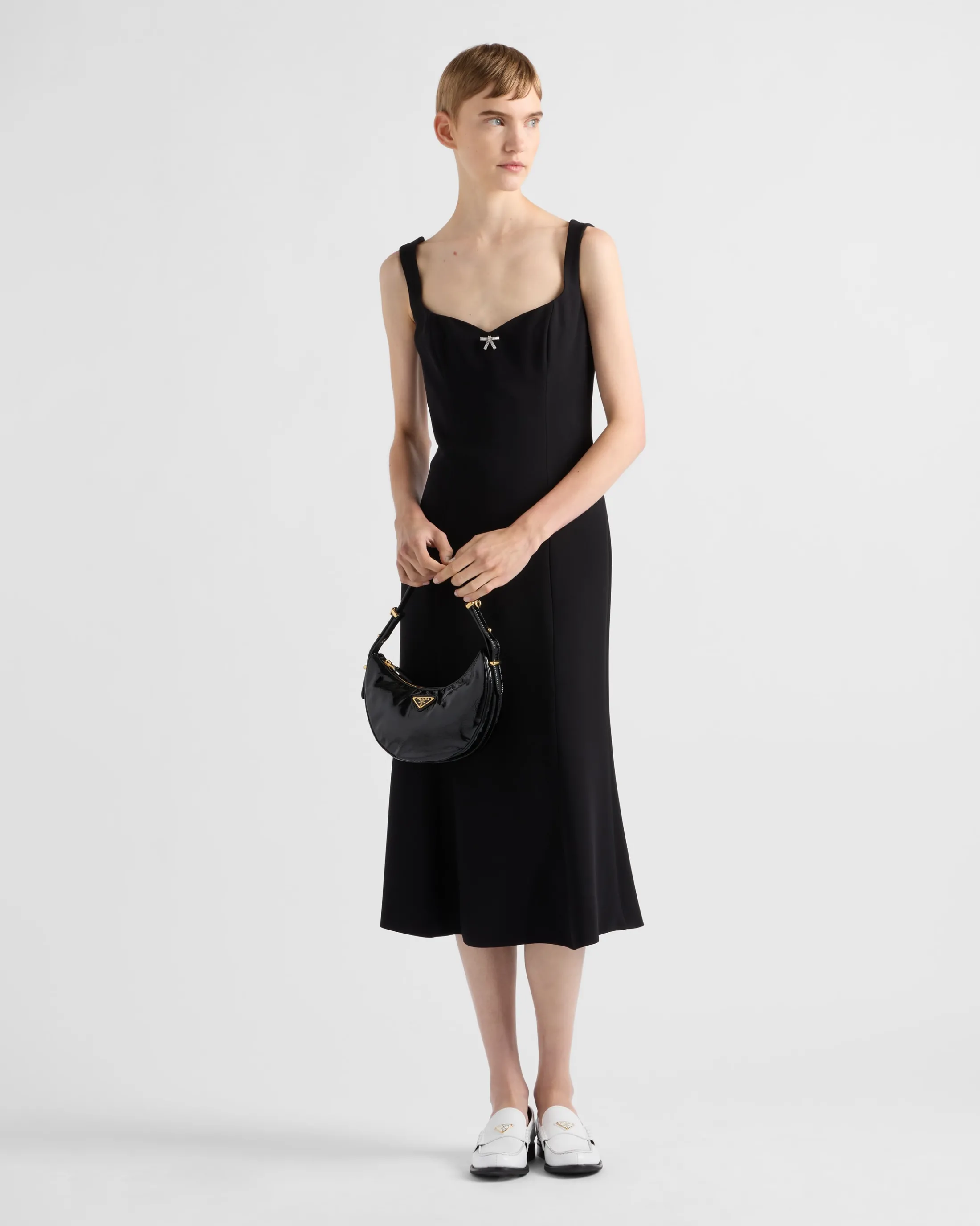 Prada Embroidered cady dress Black Store