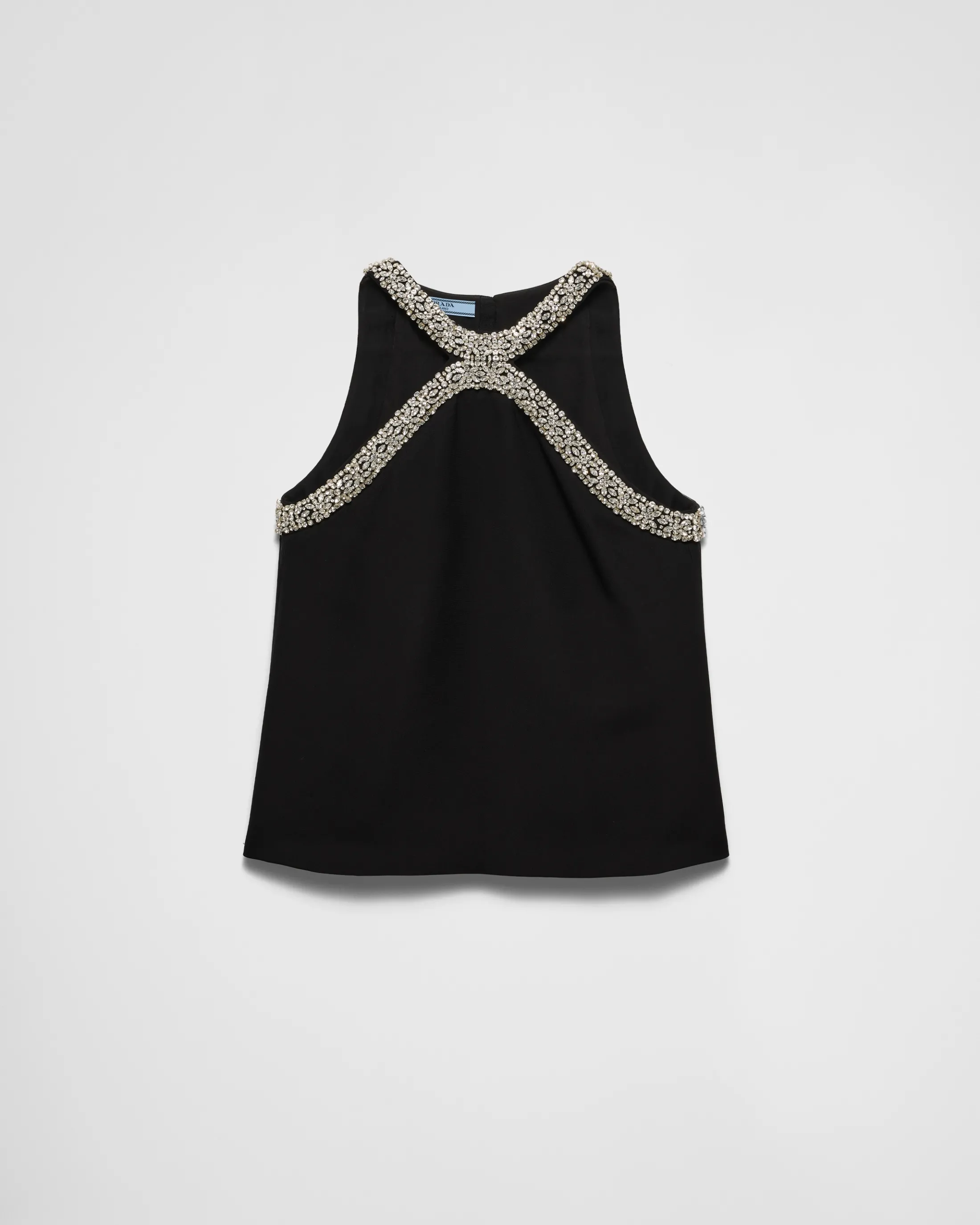 Prada Embroidered cady top Black Store