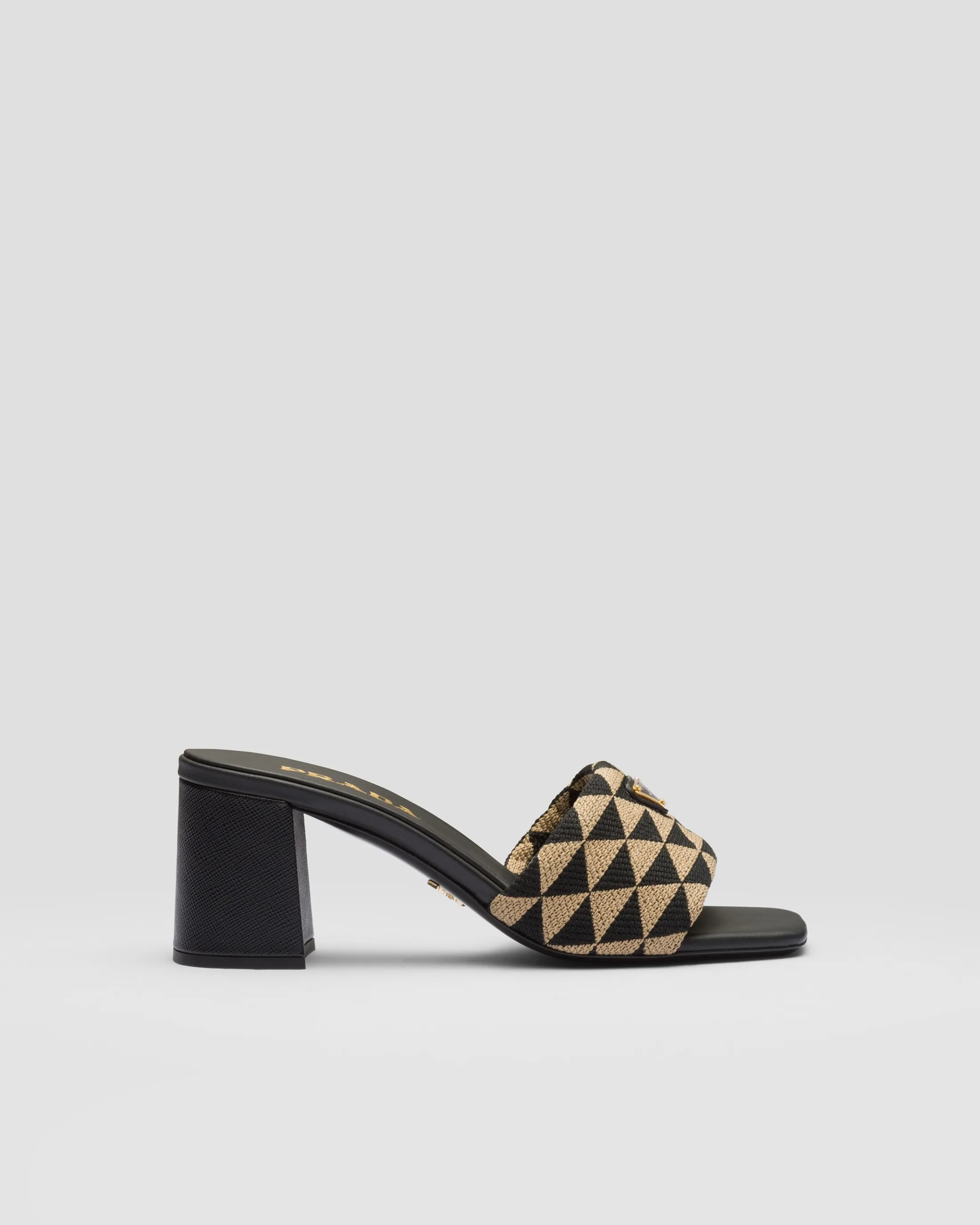 Prada Embroidered fabric sandals Black/beige Best