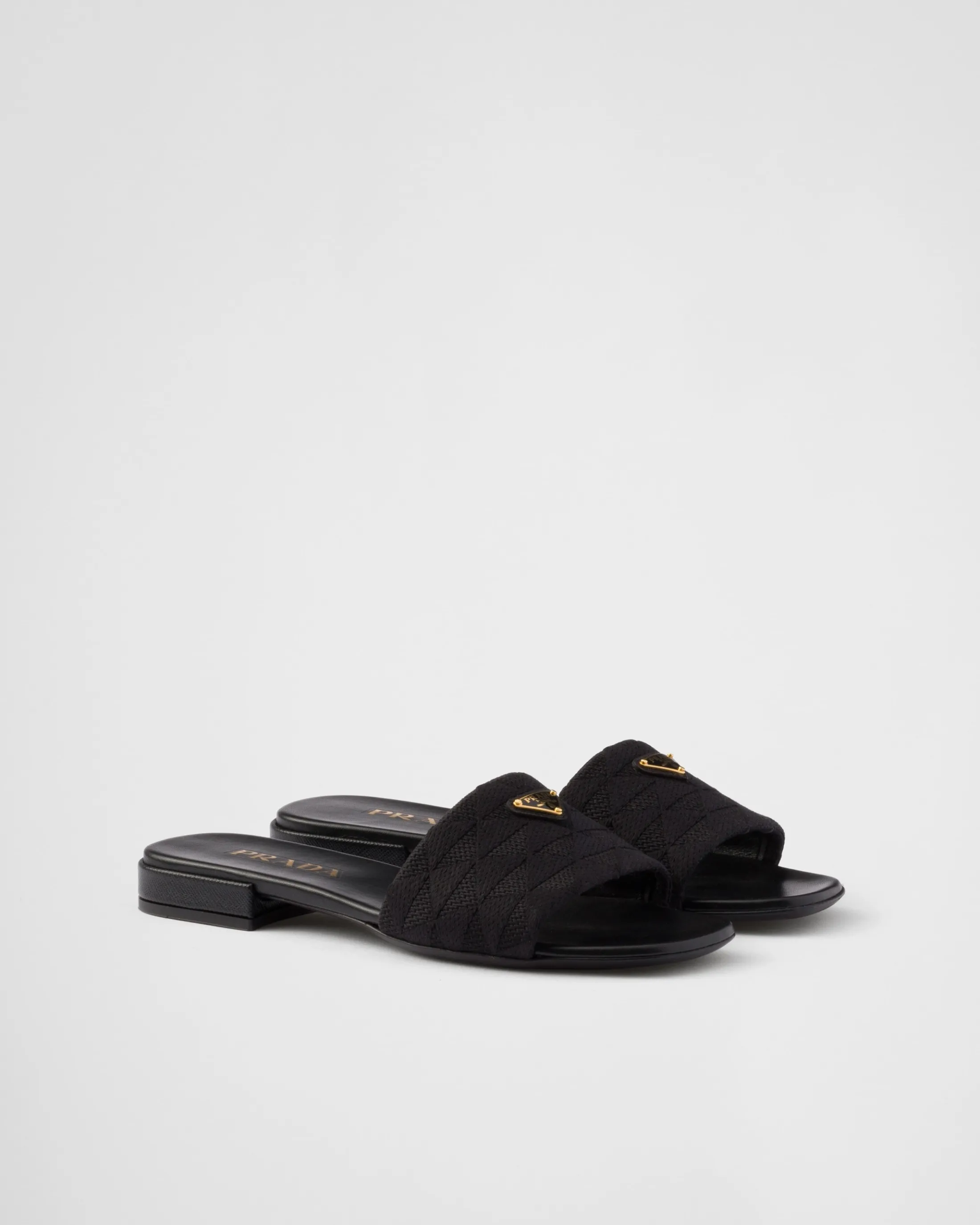 Prada Embroidered fabric slides Black Hot