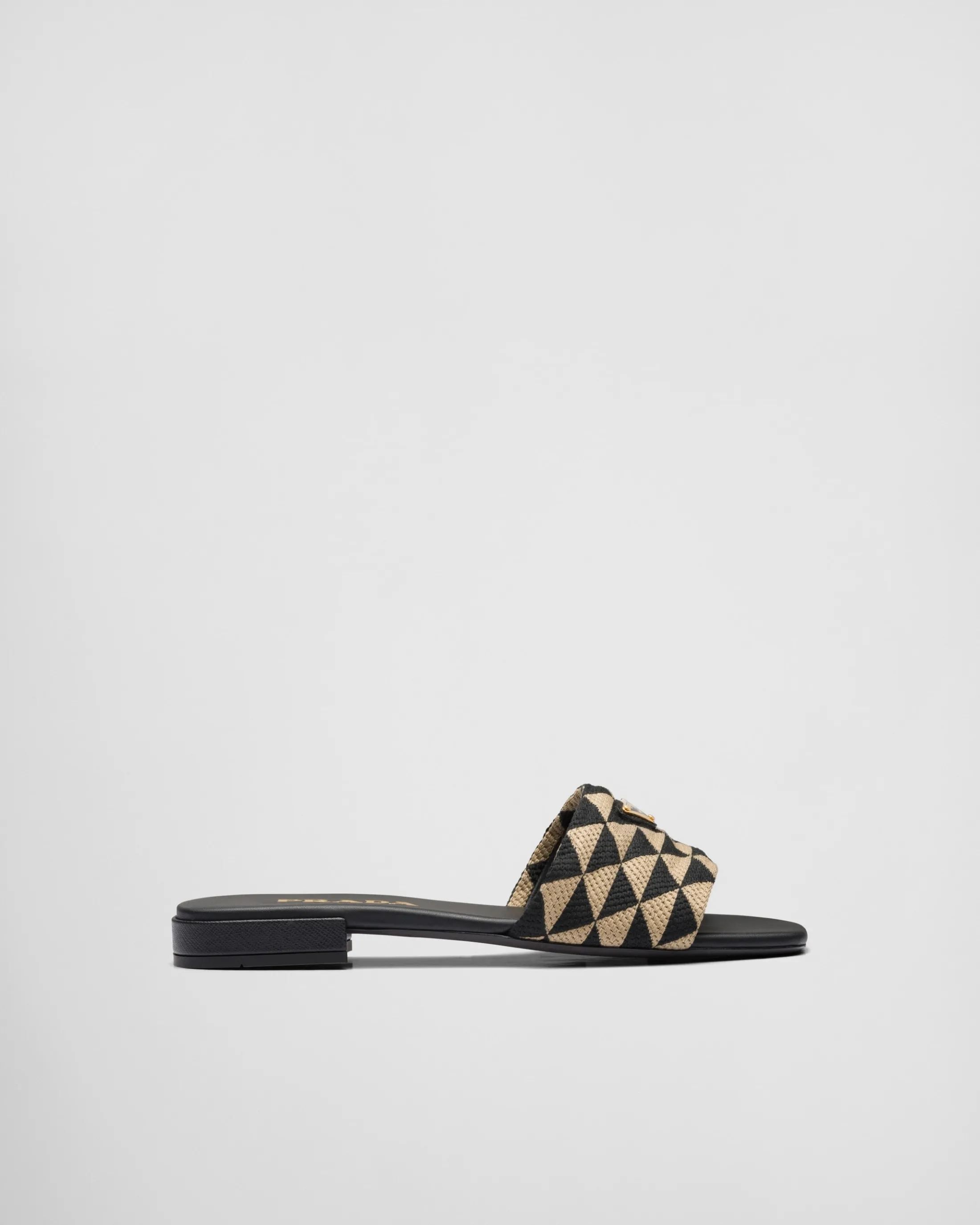 Prada Embroidered fabric slides Black/beige Best Sale