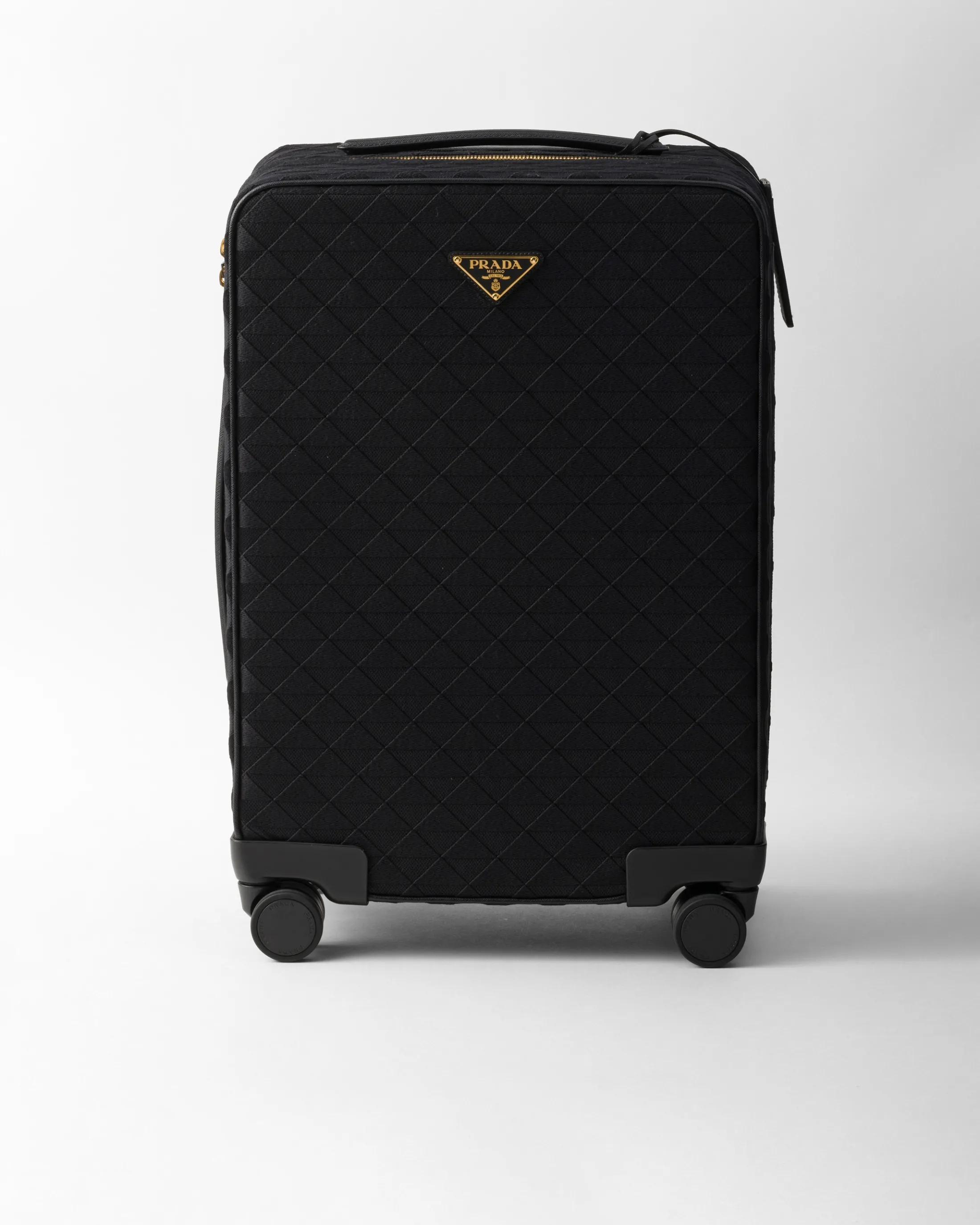 Prada Embroidered fabric trolley Black Store