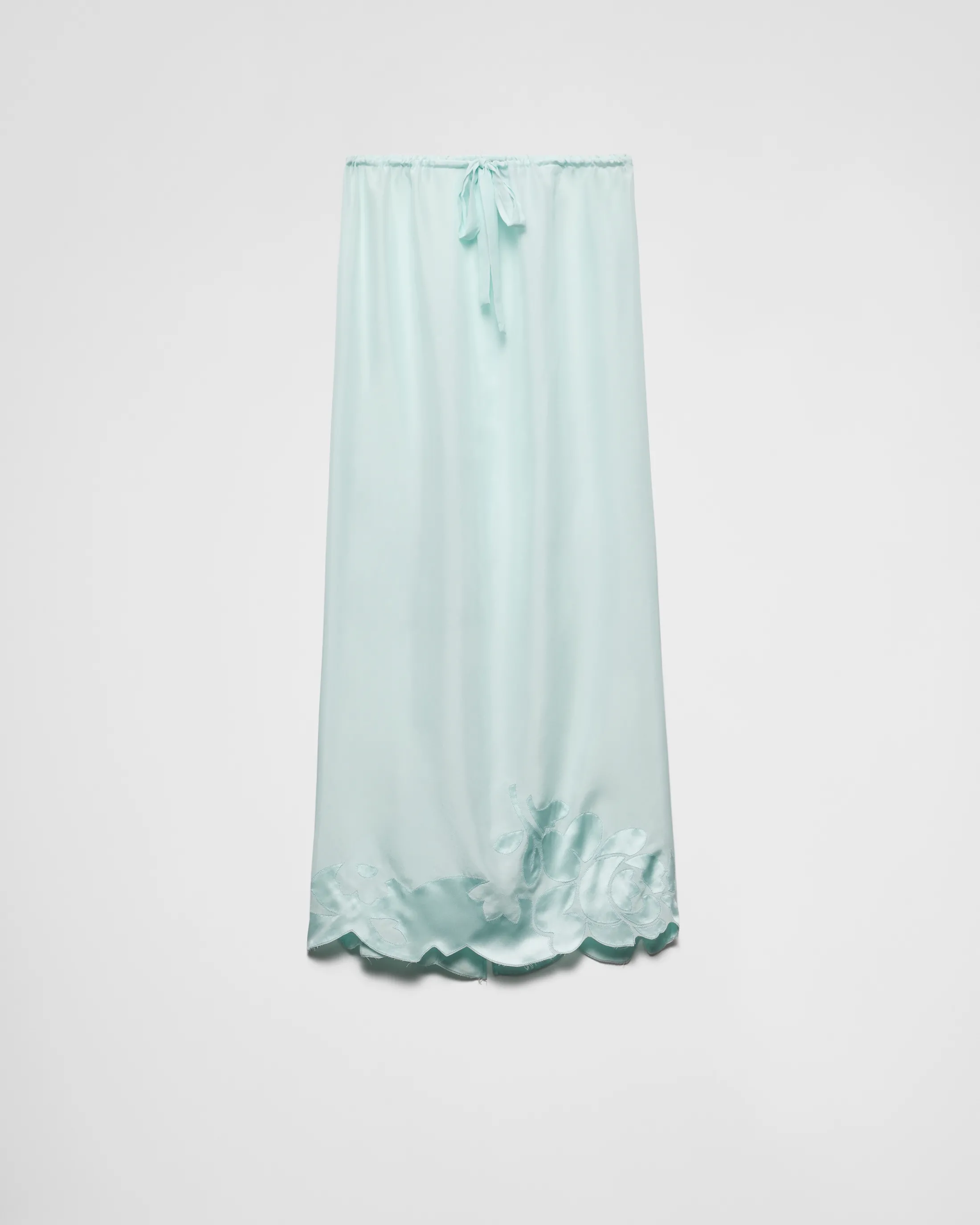 Prada Embroidered habutai silk midi-skirt Chlorophyllgreen Hot