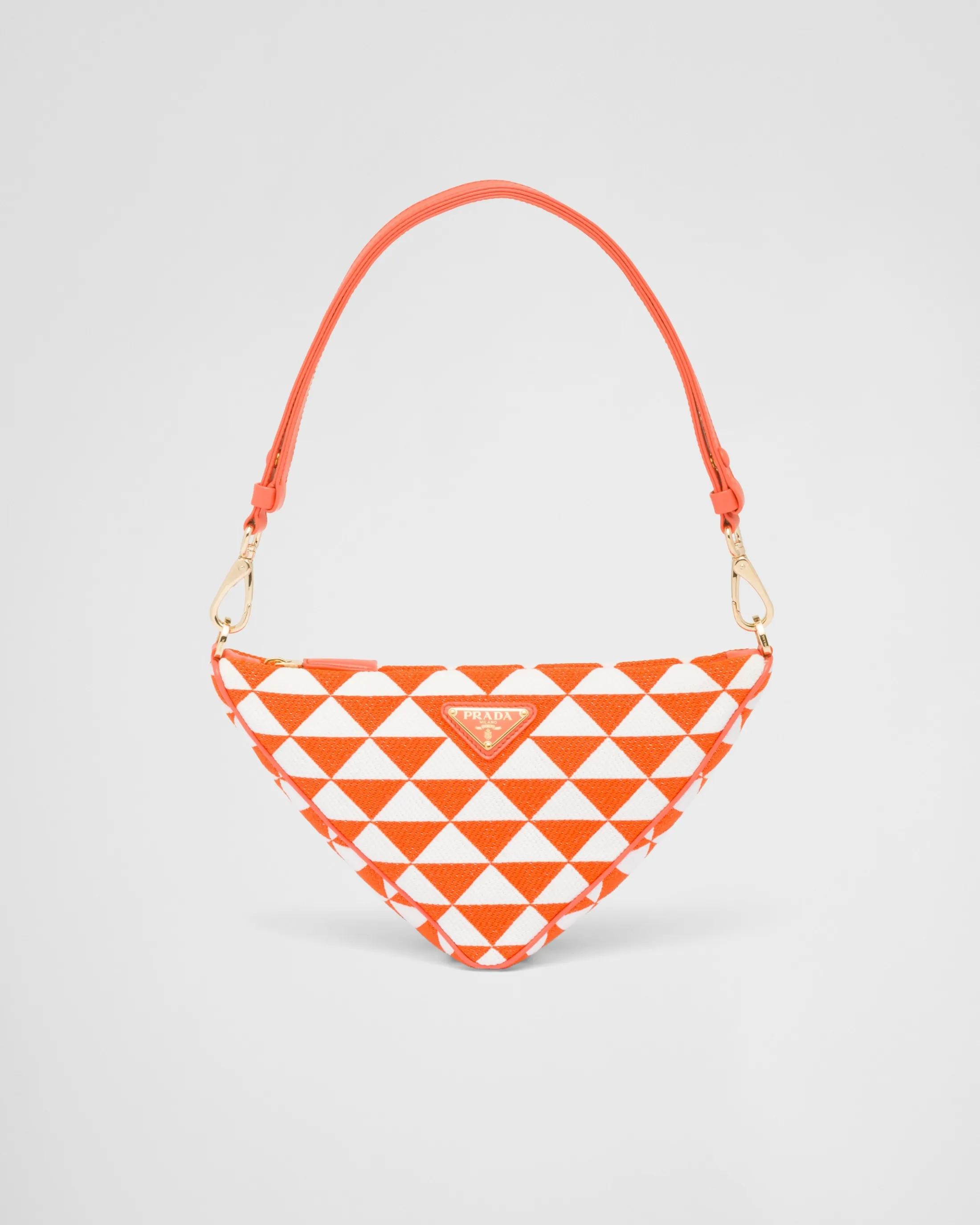 Prada Embroidered jacquard fabric mini-bag Orange/white Best Sale