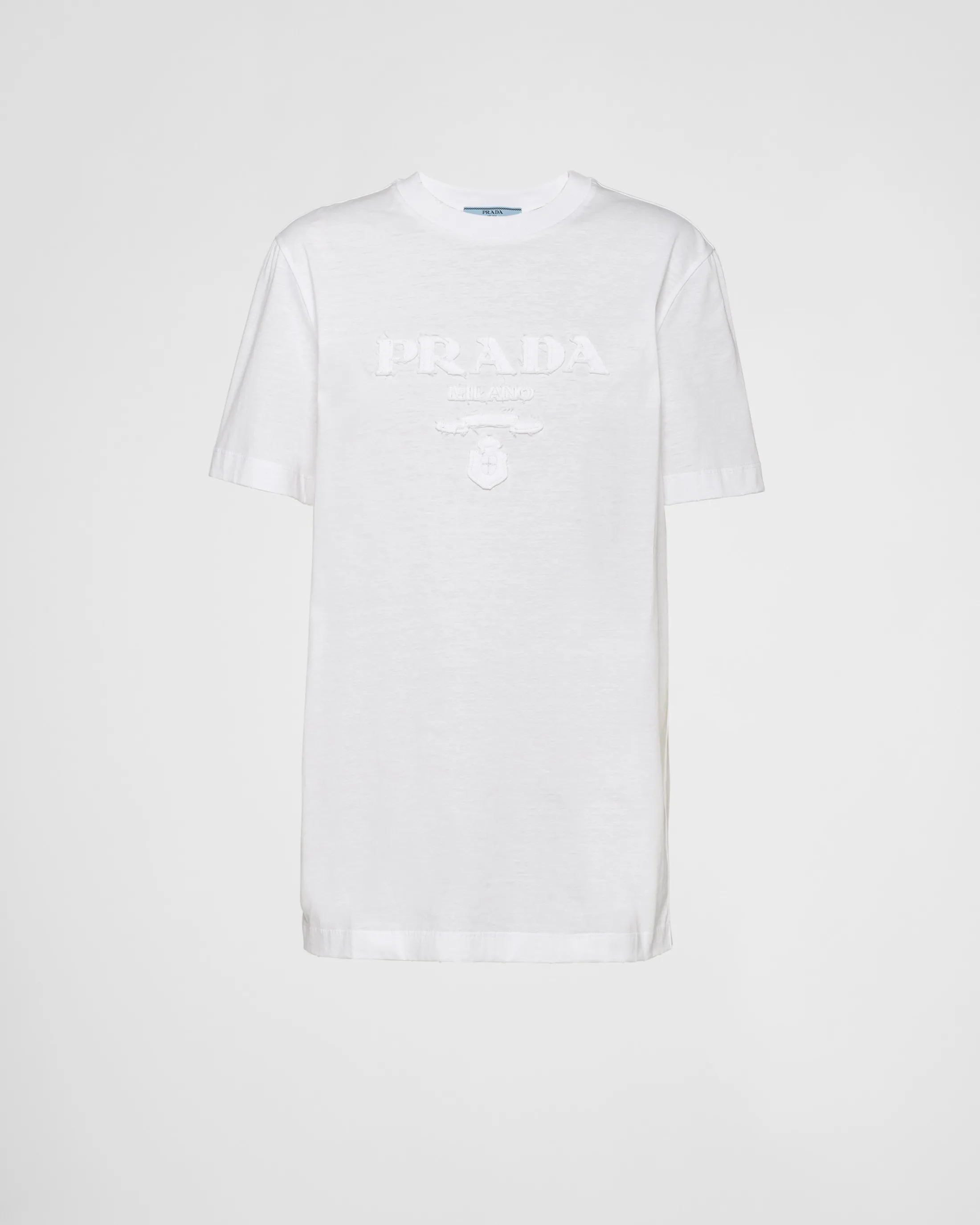 Prada Embroidered jersey T-shirt White New