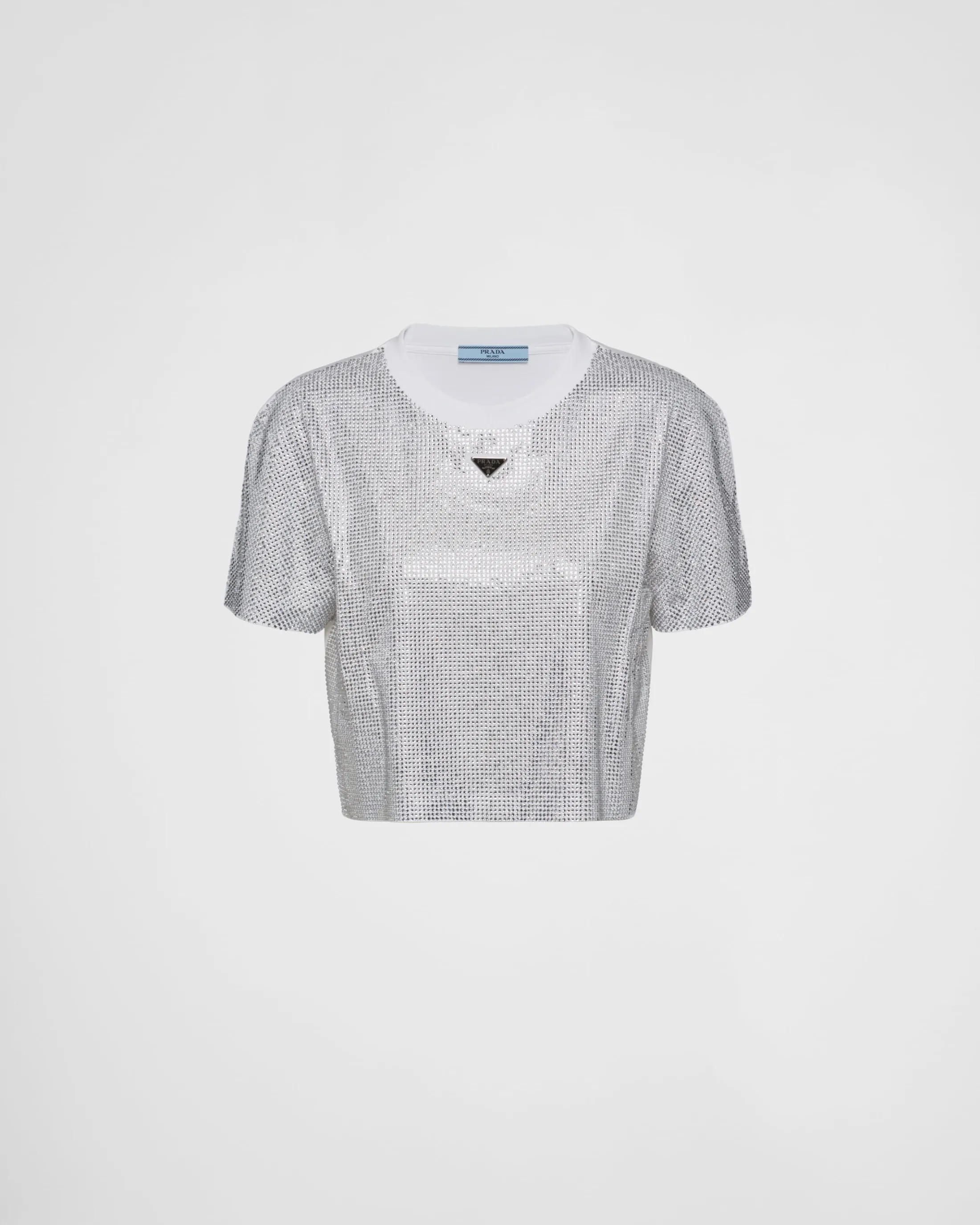 Prada Embroidered jersey T-shirt White Online