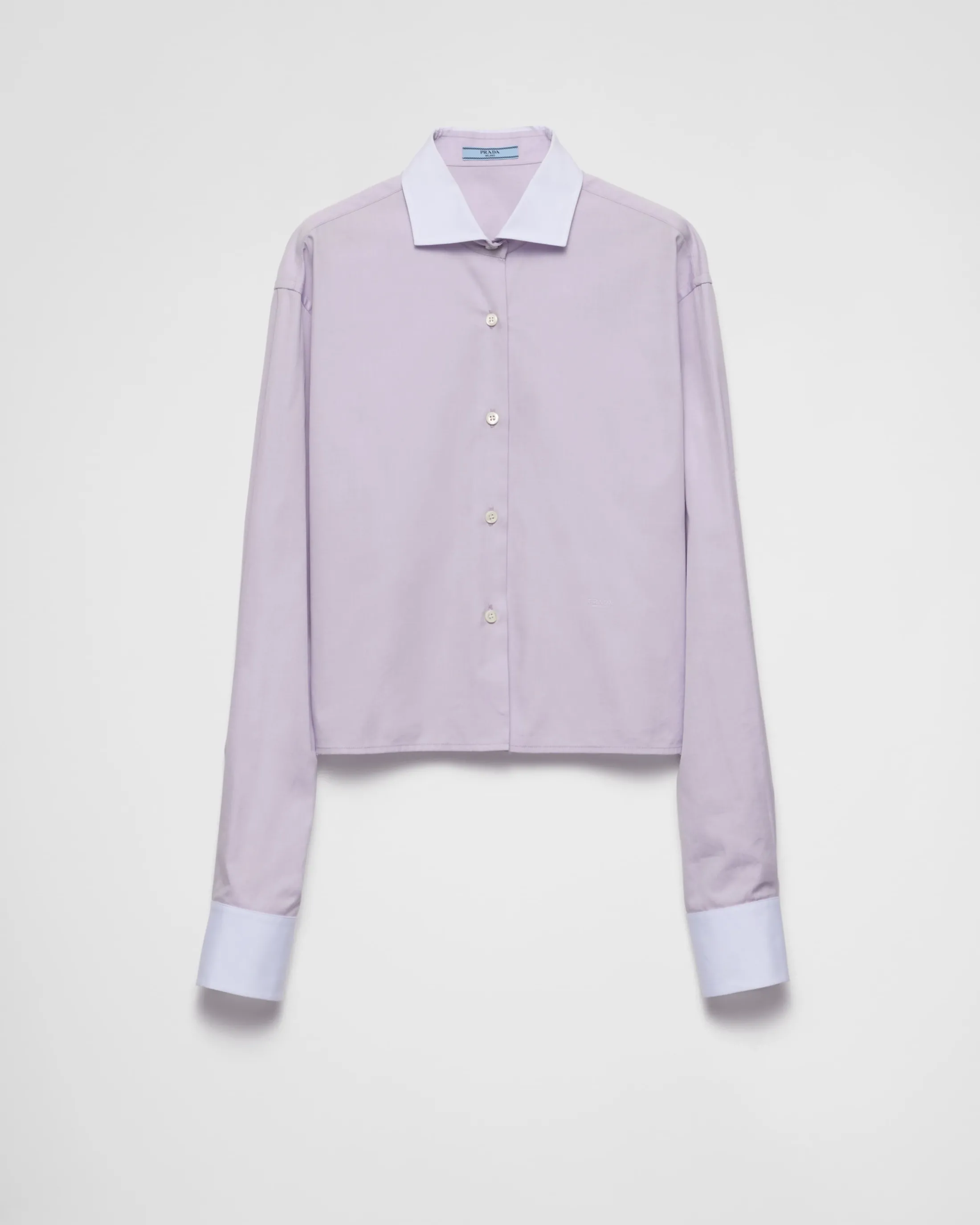 Prada Embroidered Oxford cotton and poplin shirt Lilac Shop