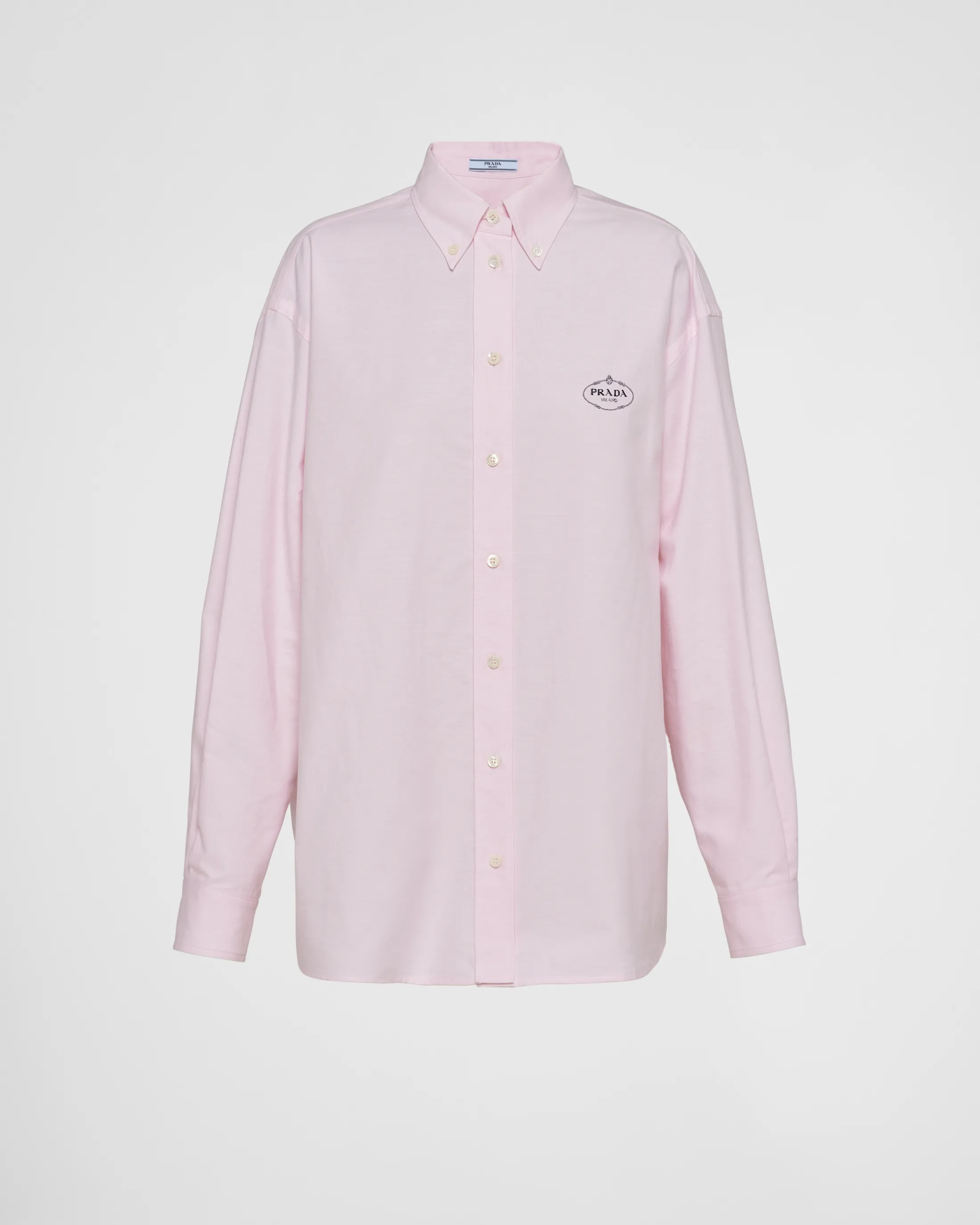 Prada Embroidered Oxford cotton shirt Pink Hot