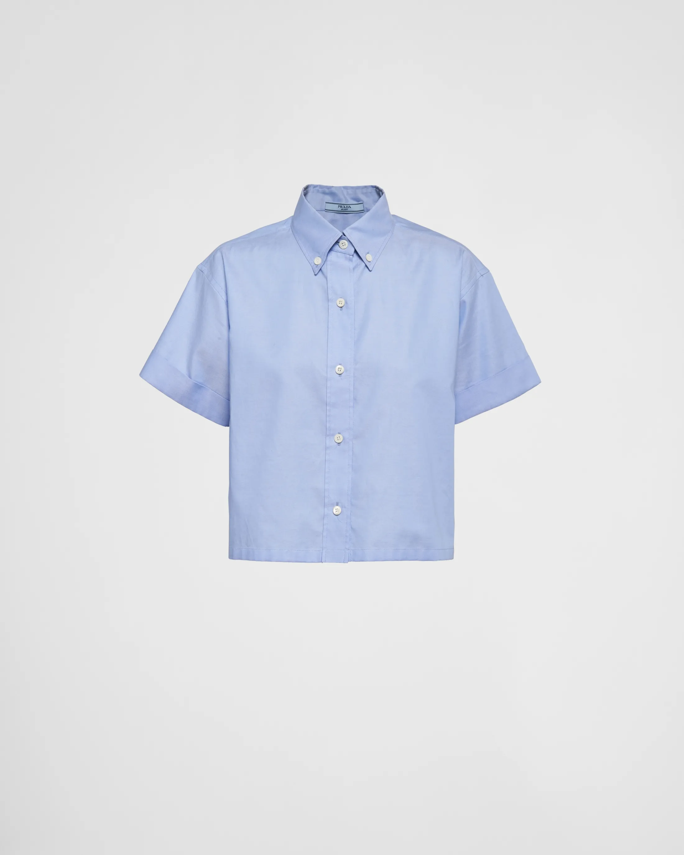 Prada Embroidered oxford shirt Lightblue Discount