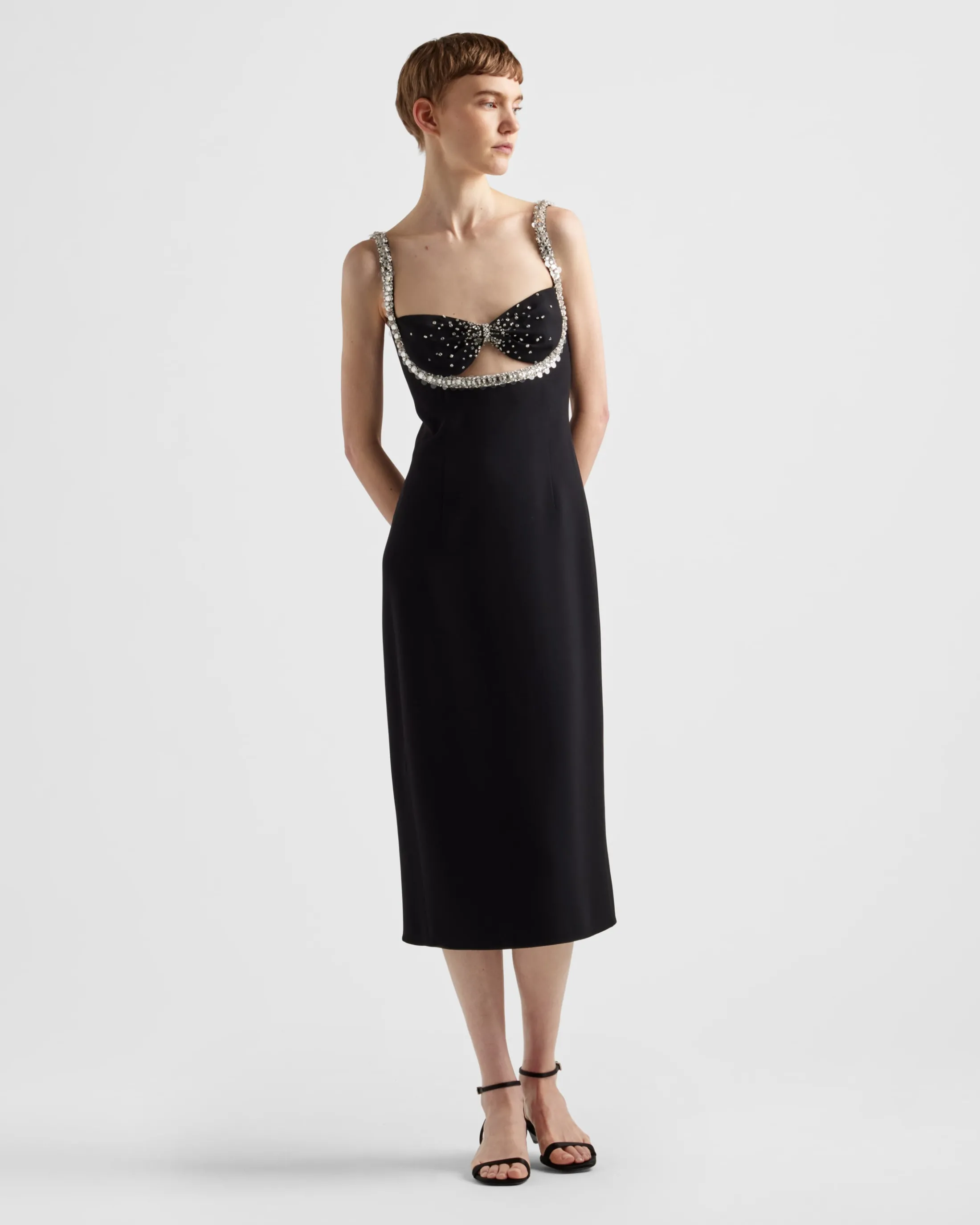 Prada Embroidered sablé dress Black Cheap