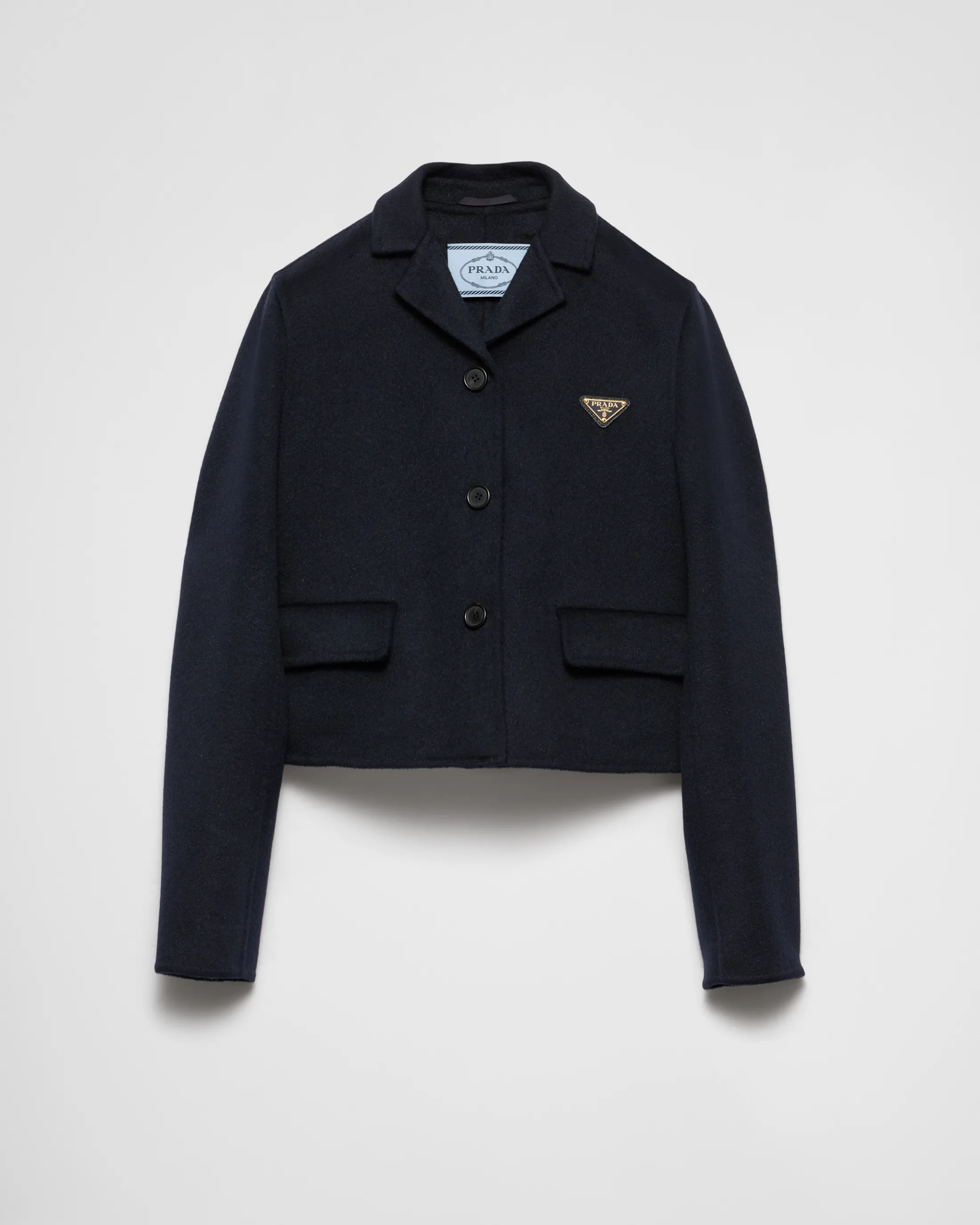 Prada Embroidered single-breasted cashgora jacket Navy Hot