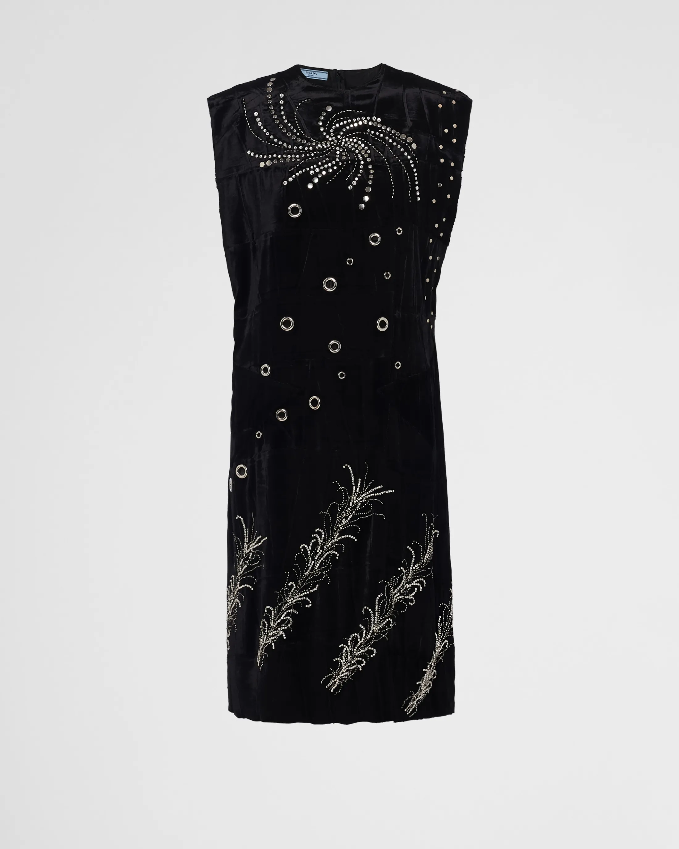 Prada Embroidered velvet dress Black Outlet