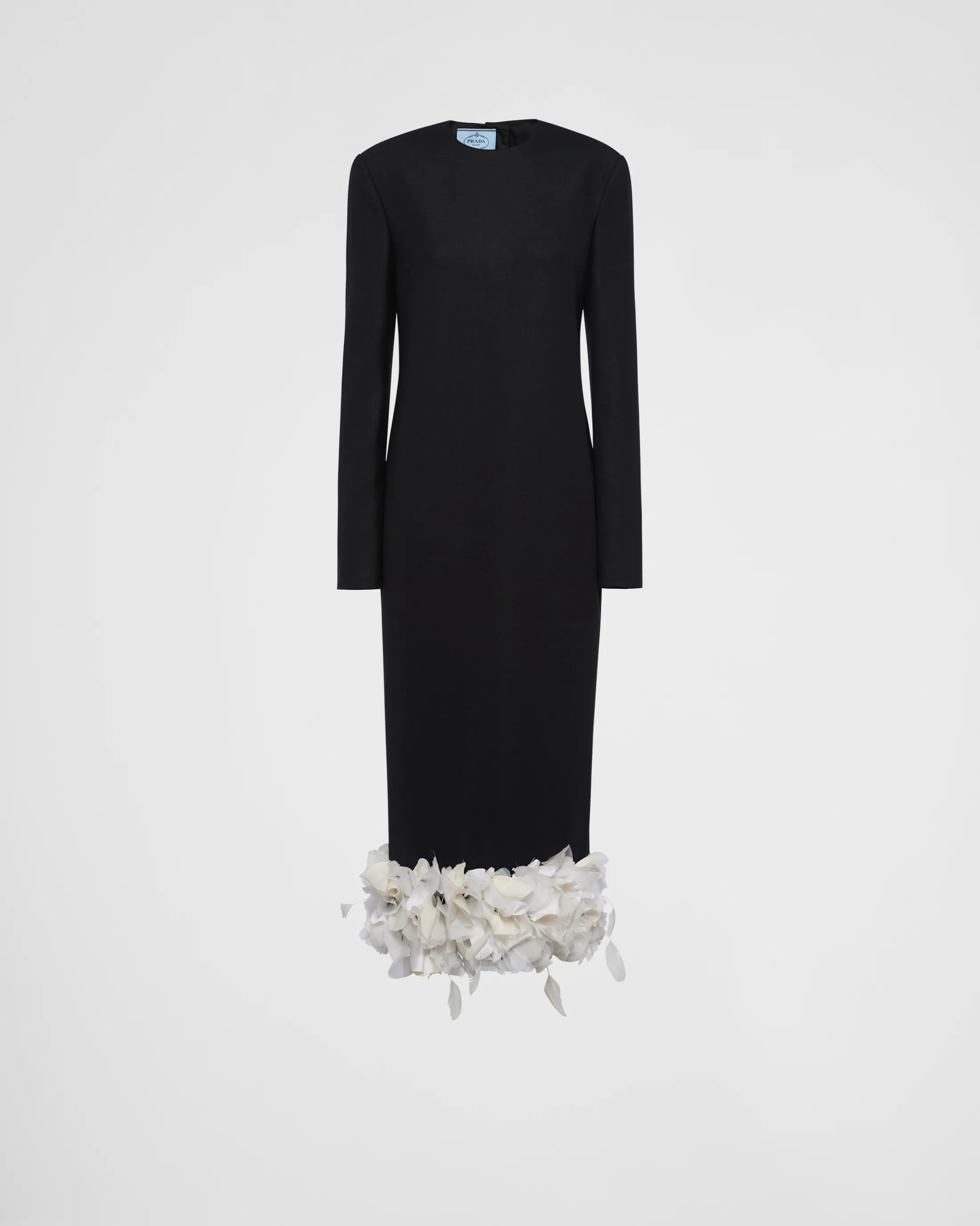 Prada Embroidered wool midi-dress Black/white Store