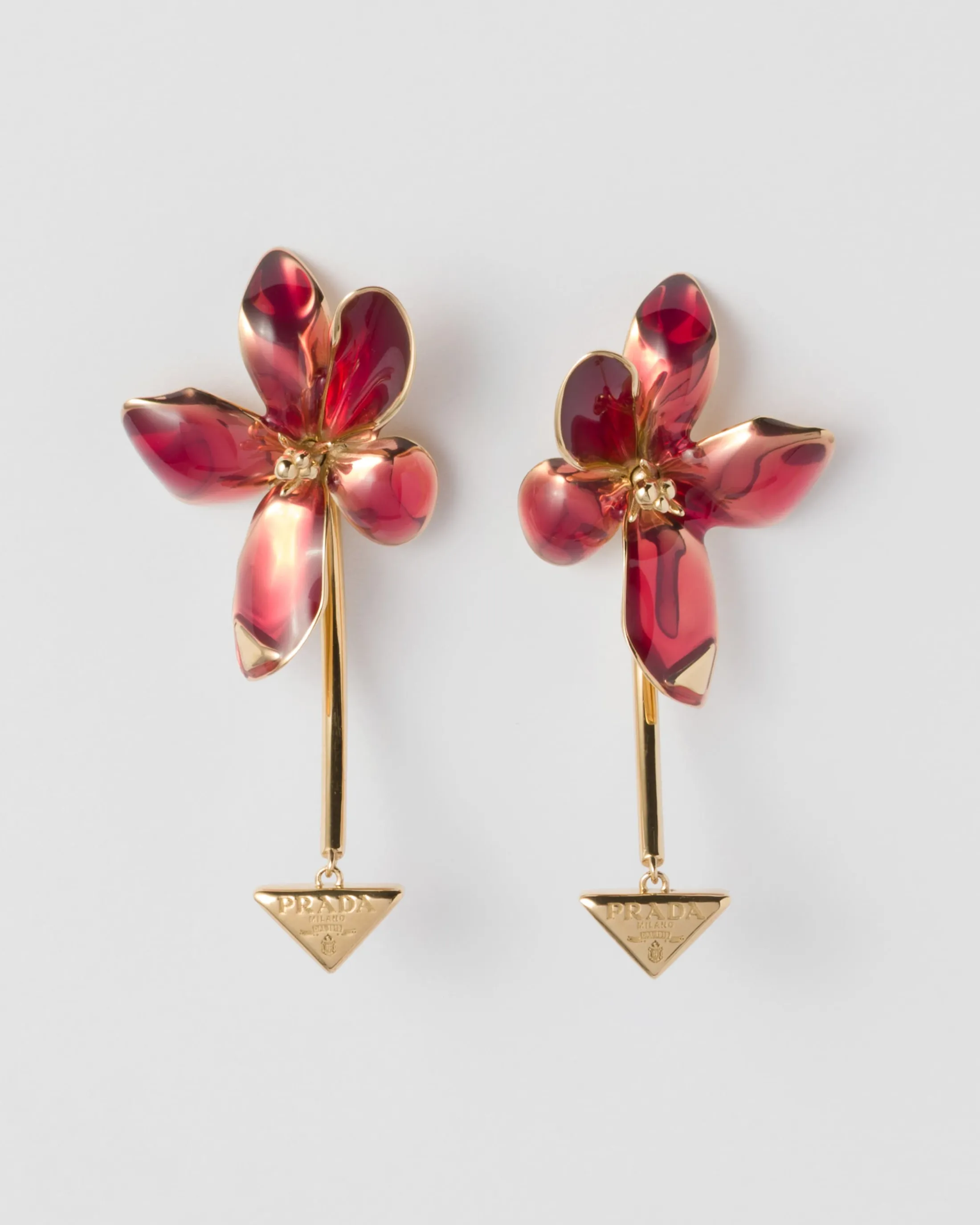 Prada Enameled metal earrings Petalpink Outlet