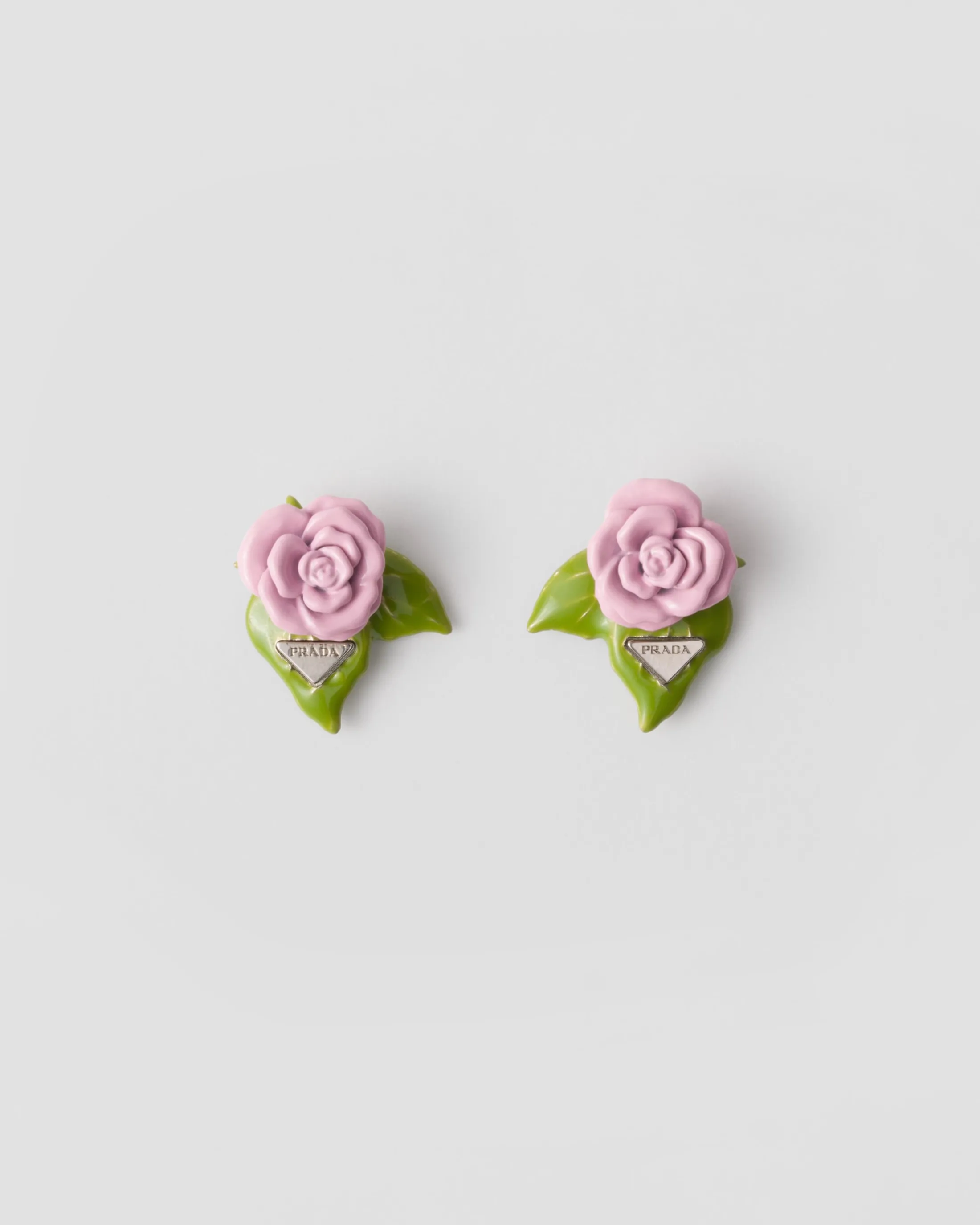 Prada Enameled metal earrings Petalpink Sale