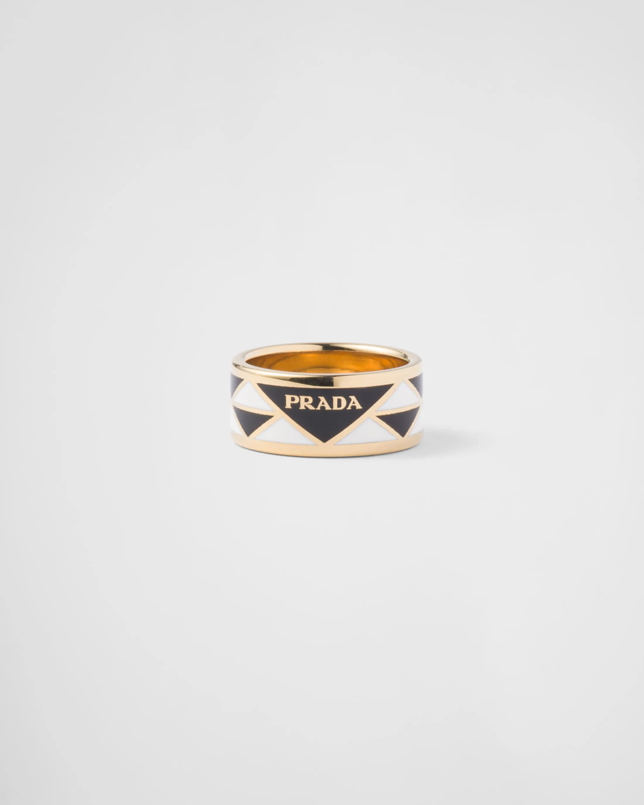 Prada Enameled metal ring Black/white Flash Sale