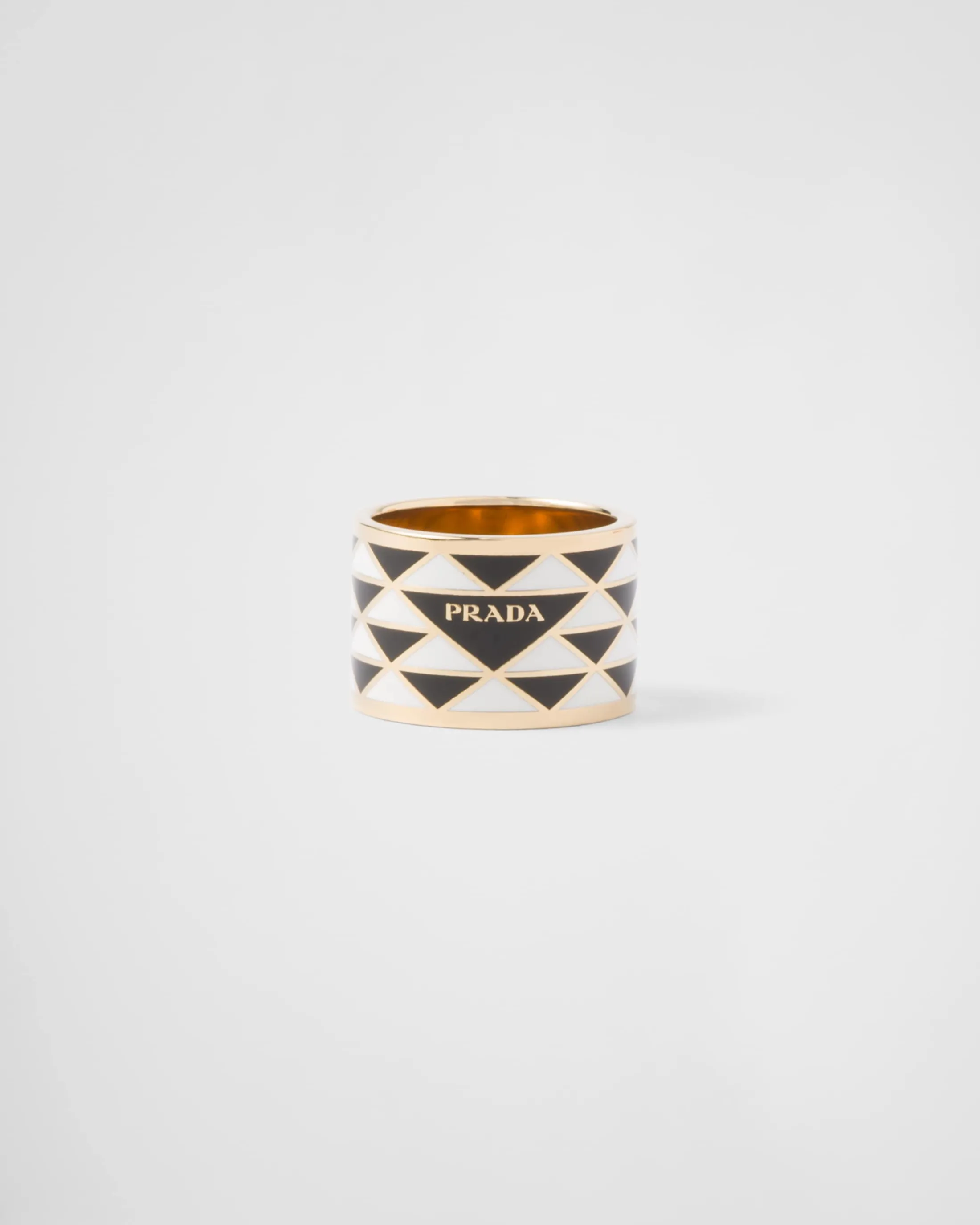 Prada Enameled metal ring Black/white Shop