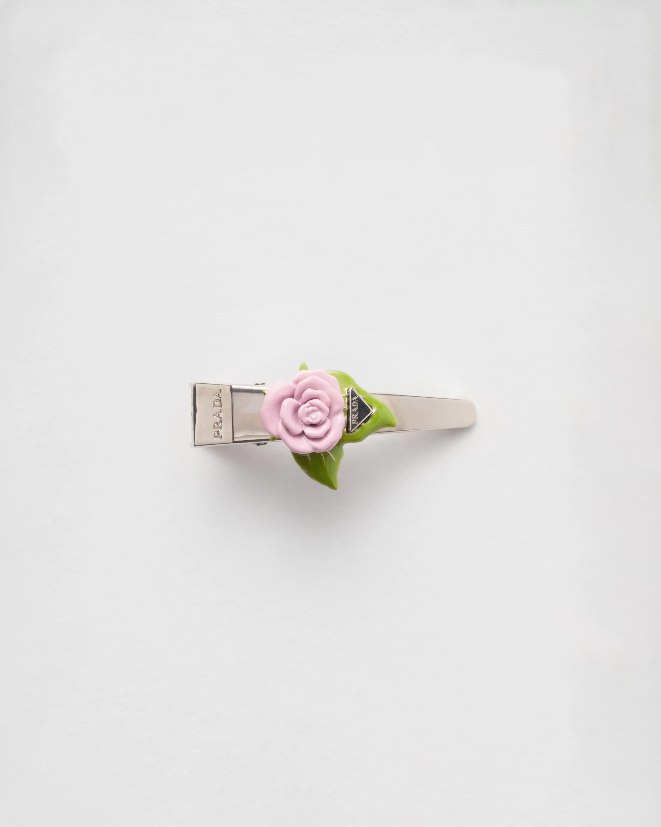 Prada Enamelled metal hair clip Petalpink Cheap