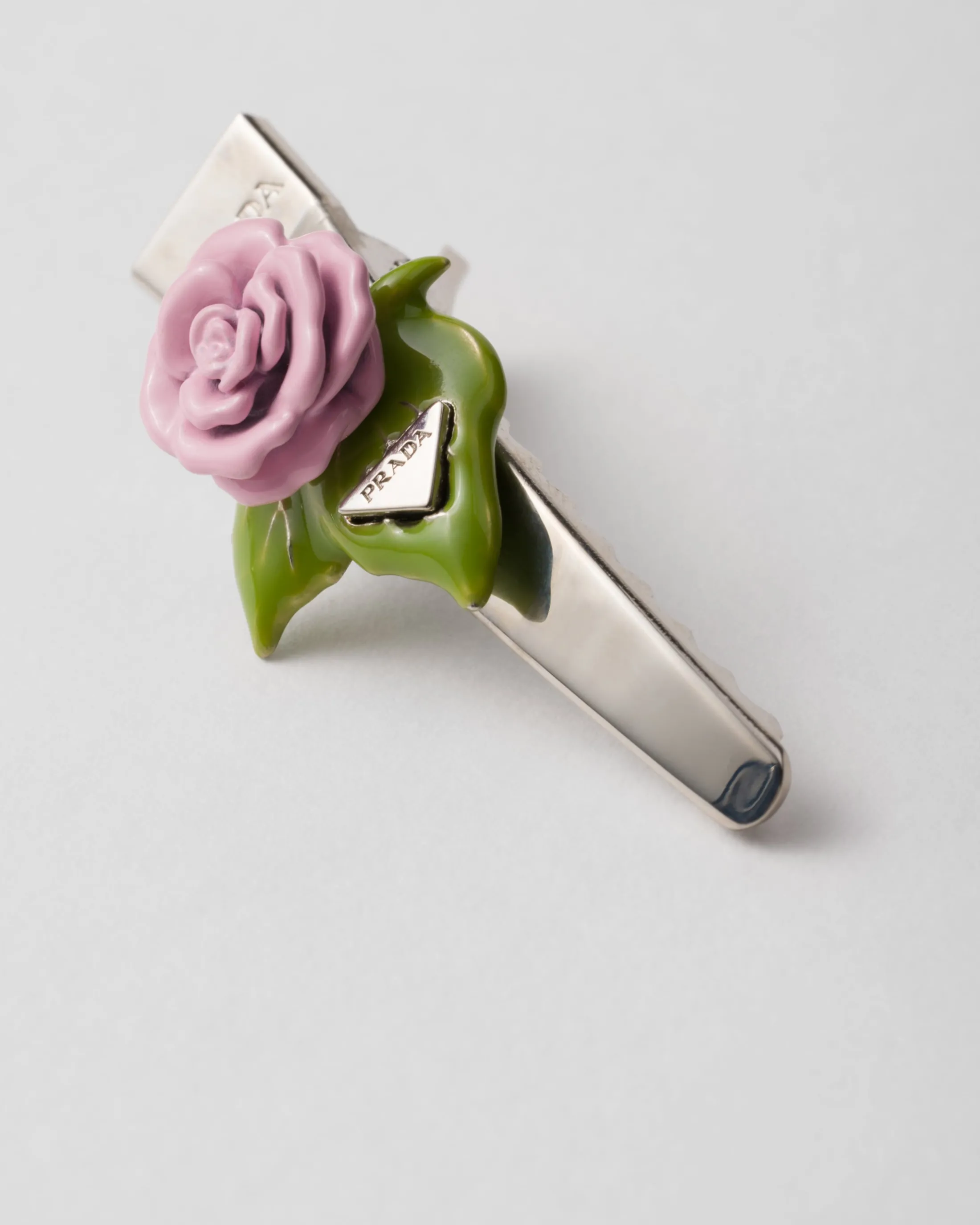 Prada Enamelled metal hair clip Petalpink Cheap