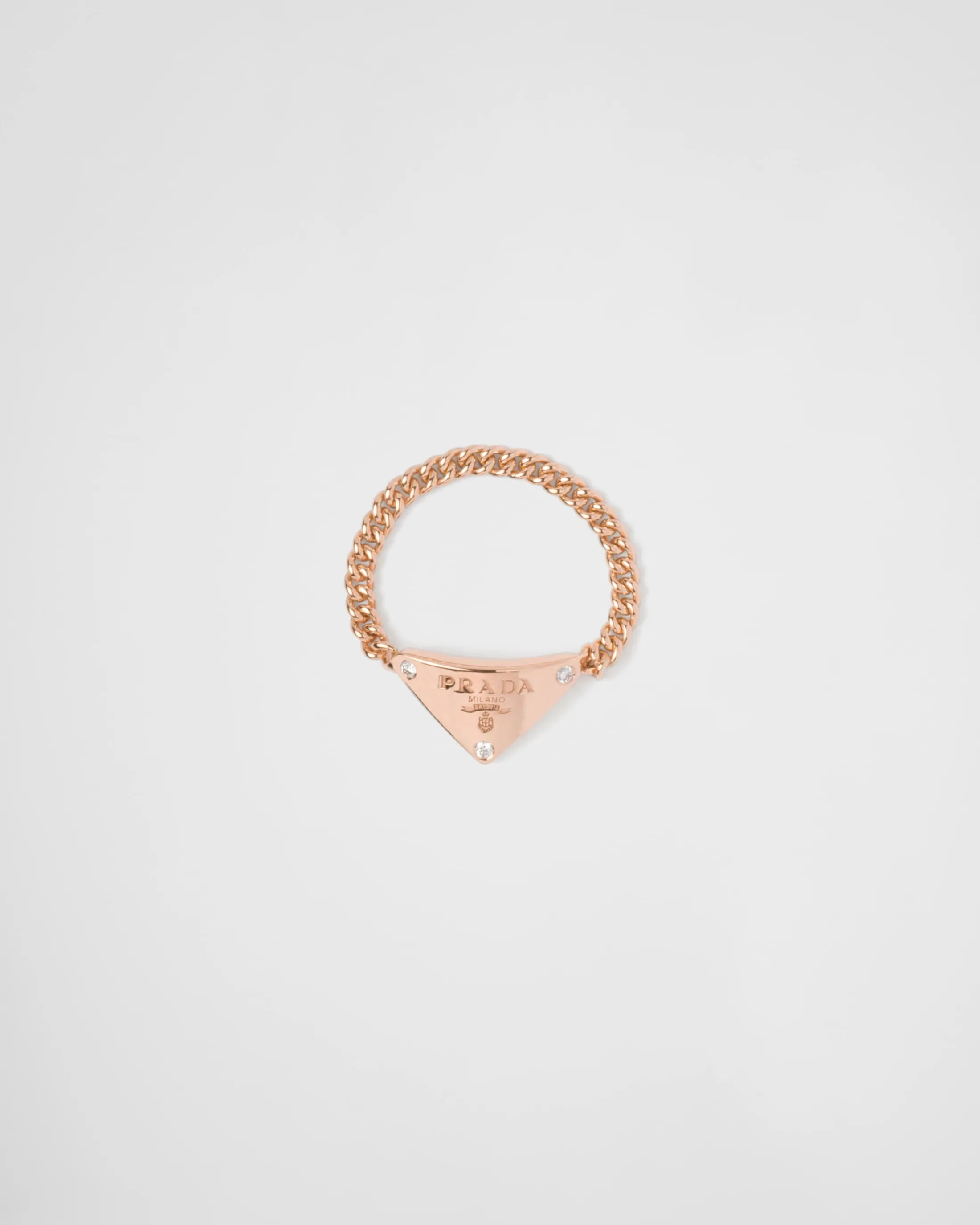 Prada Eternal Gold chain ring in pink gold with diamonds Rosegold/white Shop