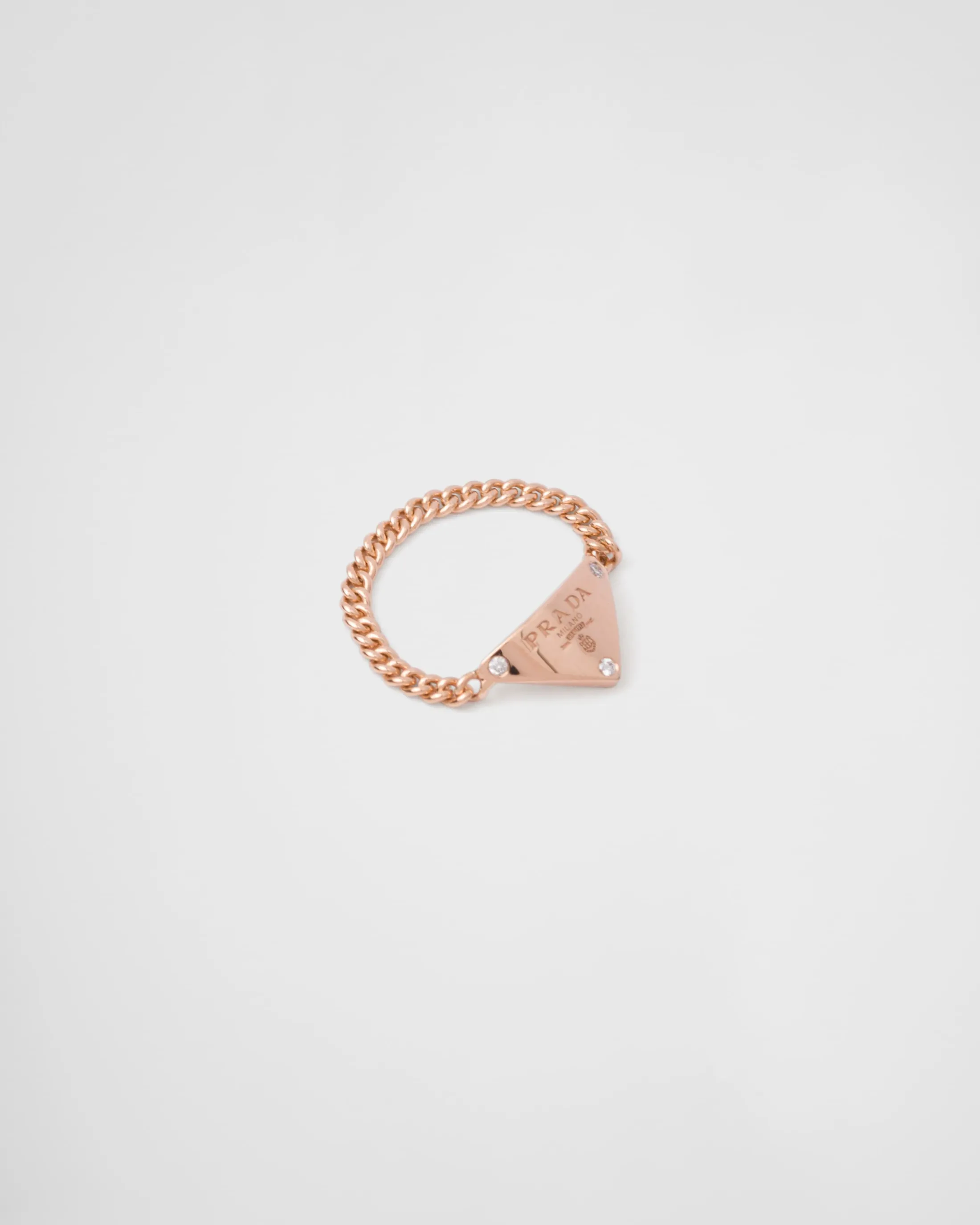 Prada Eternal Gold chain ring in pink gold with diamonds Rosegold/white Shop