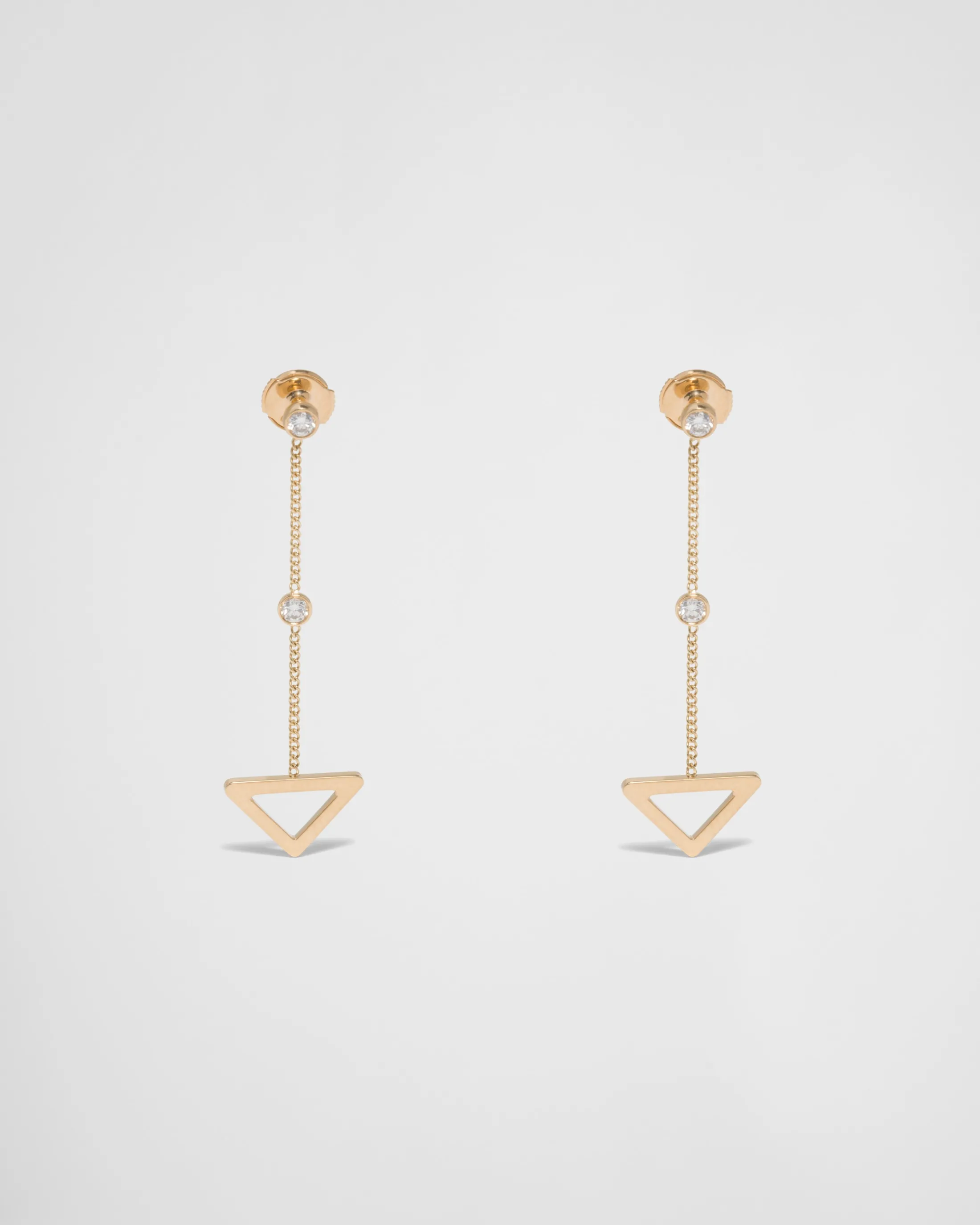 Prada Eternal Gold cut-out drop earrings in yellow gold with diamonds Gold/white Hot