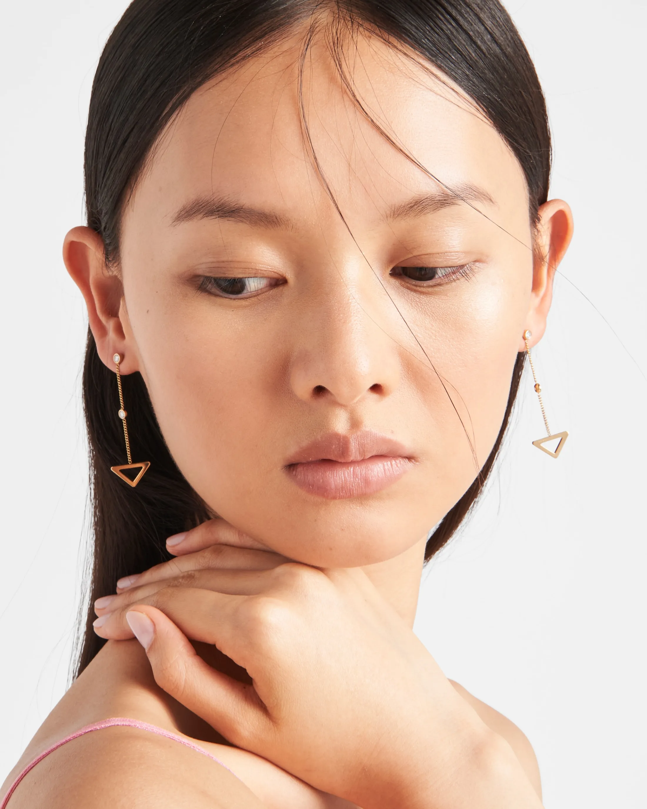 Prada Eternal Gold cut-out drop earrings in yellow gold with diamonds Gold/white Hot