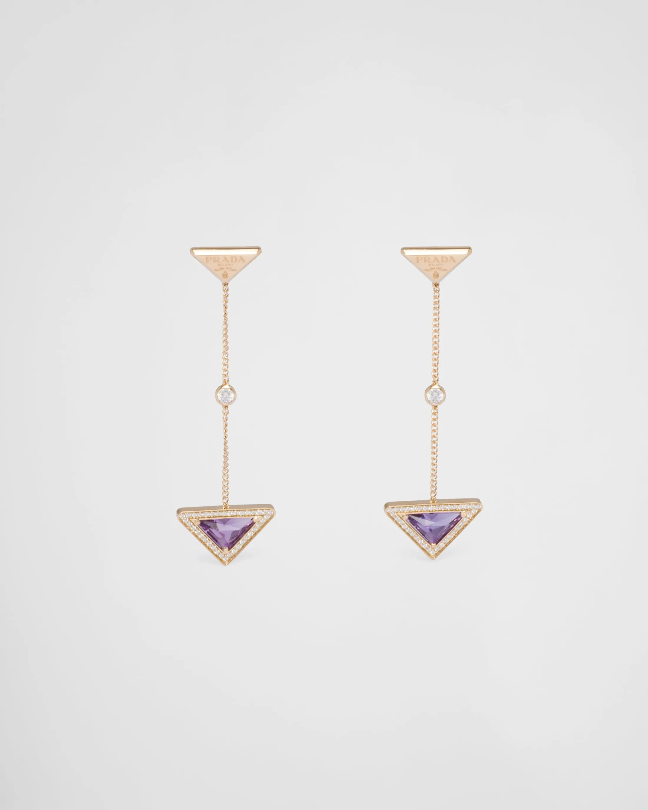 Prada Eternal Gold drop earrings in yellow gold with diamonds and amethyst Gold/methyst Sale