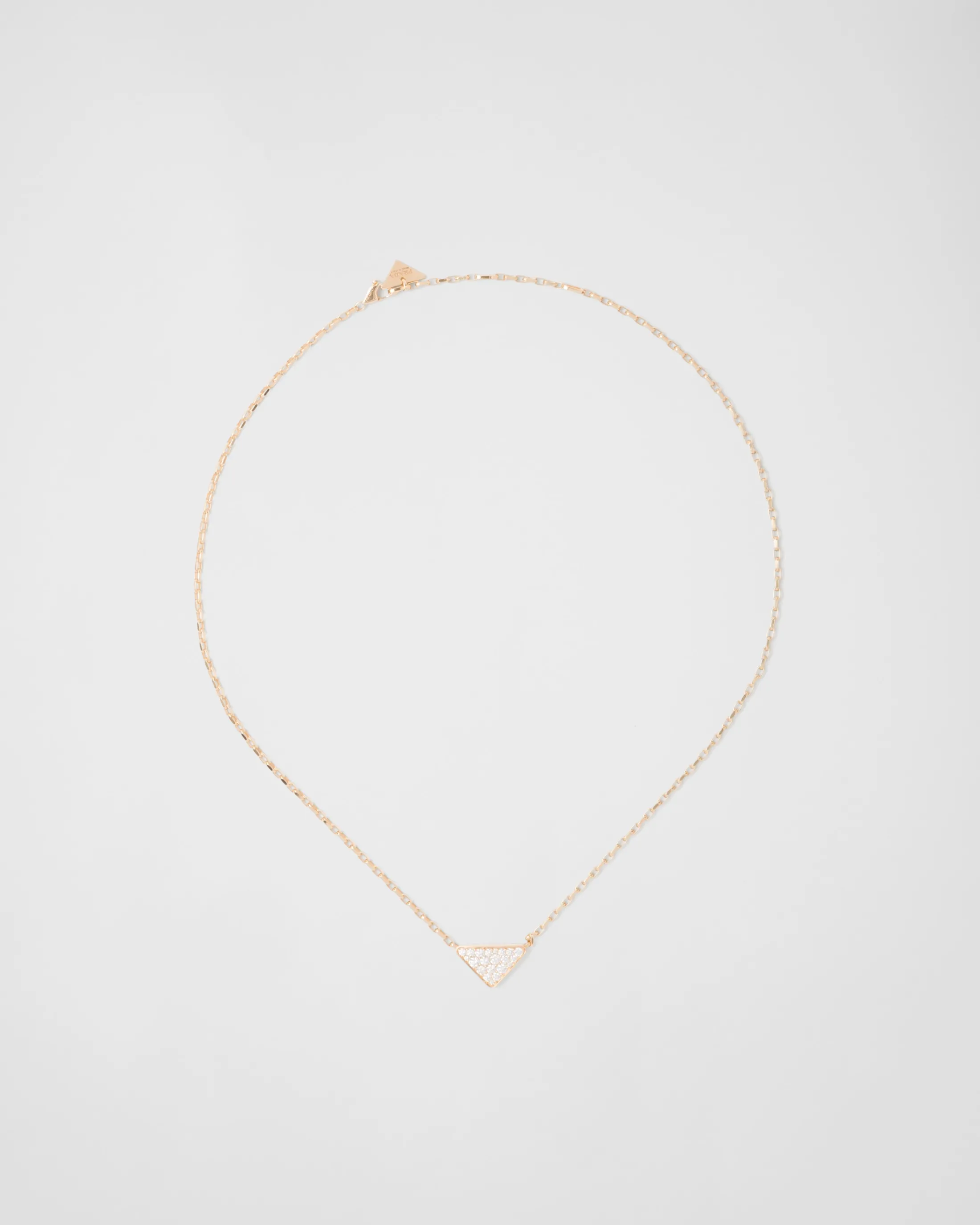 Prada Eternal Gold Eternal mini triangle pendant necklace in yellow gold and diamonds Gold/white Outlet