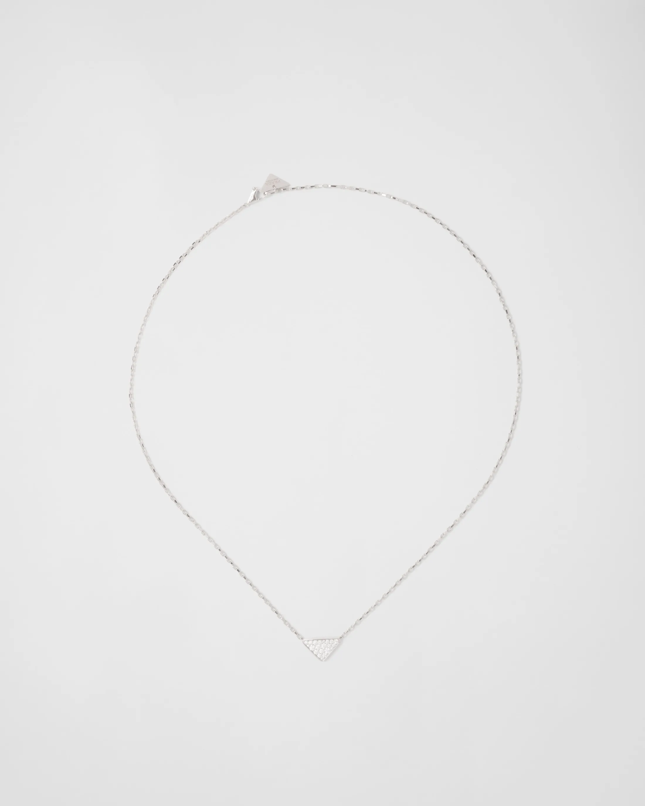 Prada Eternal Gold micro triangle pendant necklace in white gold and diamonds Whitegold/white Discount