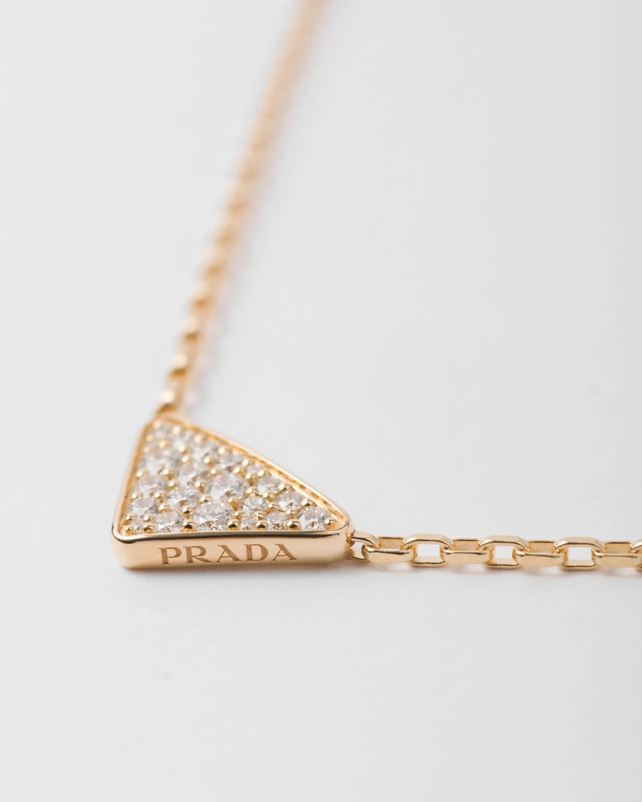 Prada Eternal Gold micro triangle pendant necklace in yellow gold and diamonds Gold/white Online