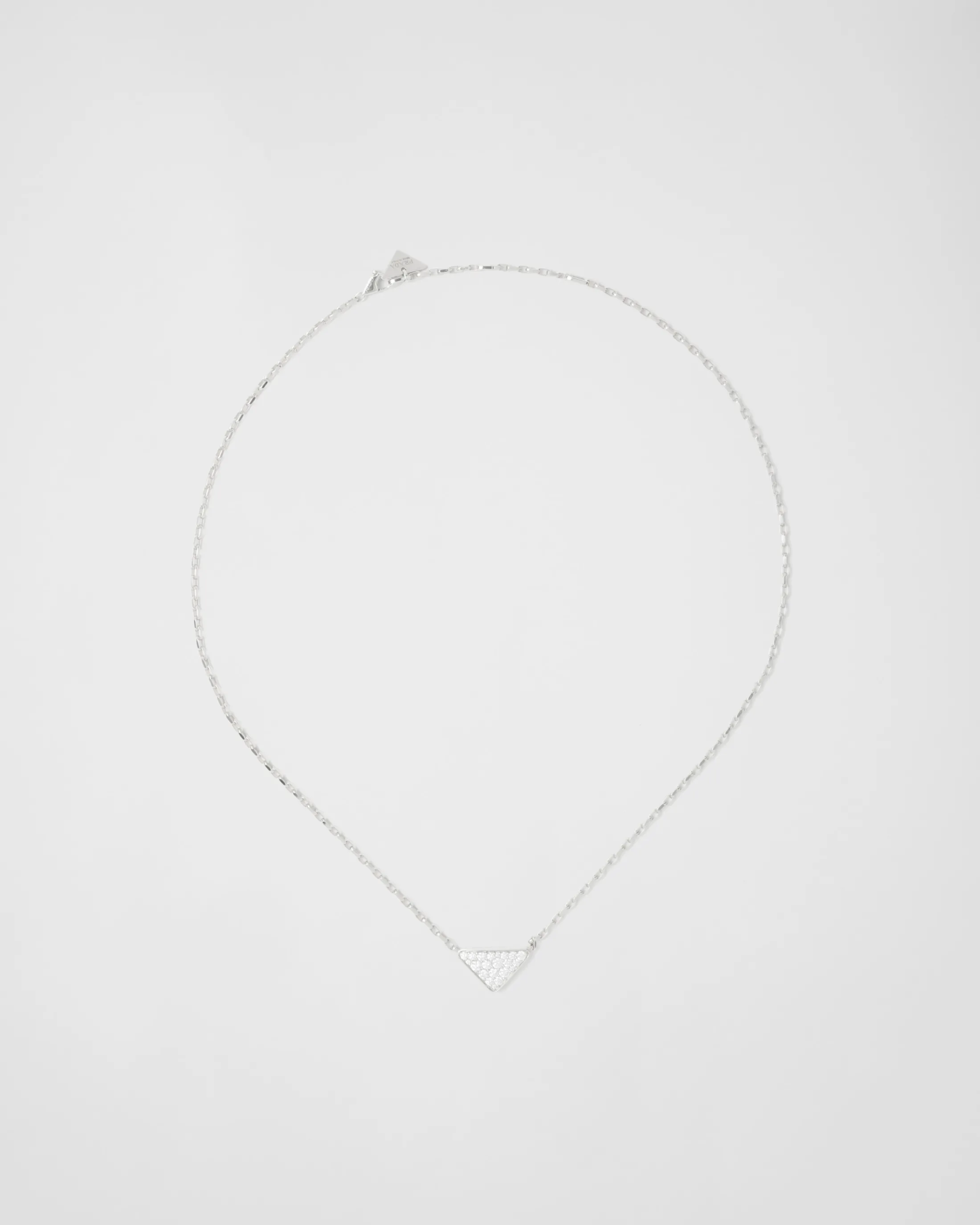 Prada Eternal Gold mini triangle pendant necklace in white gold and diamonds Whitegold/white Hot