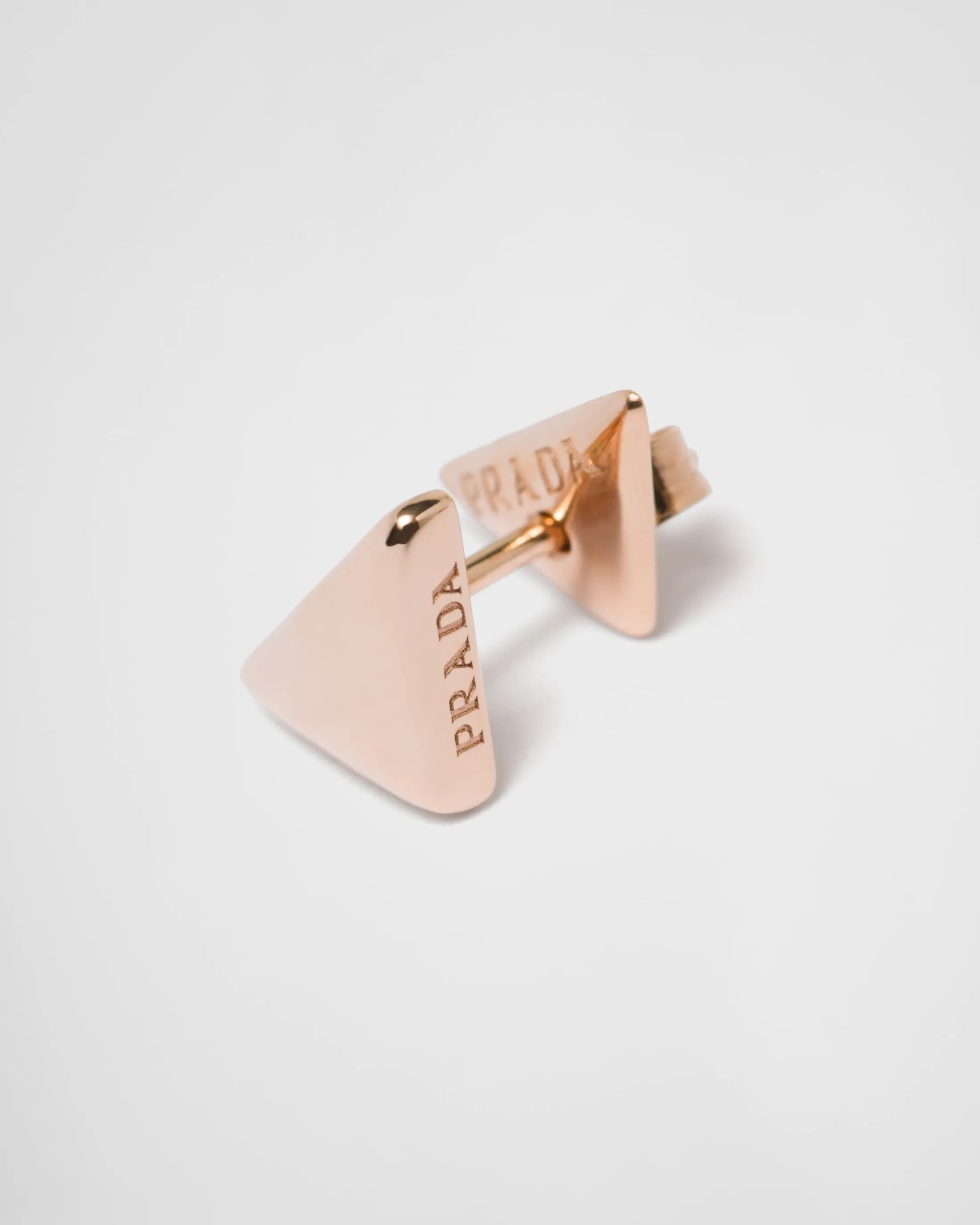 Prada Eternal Gold nano triangle mono earring in pink gold Rosegold Online