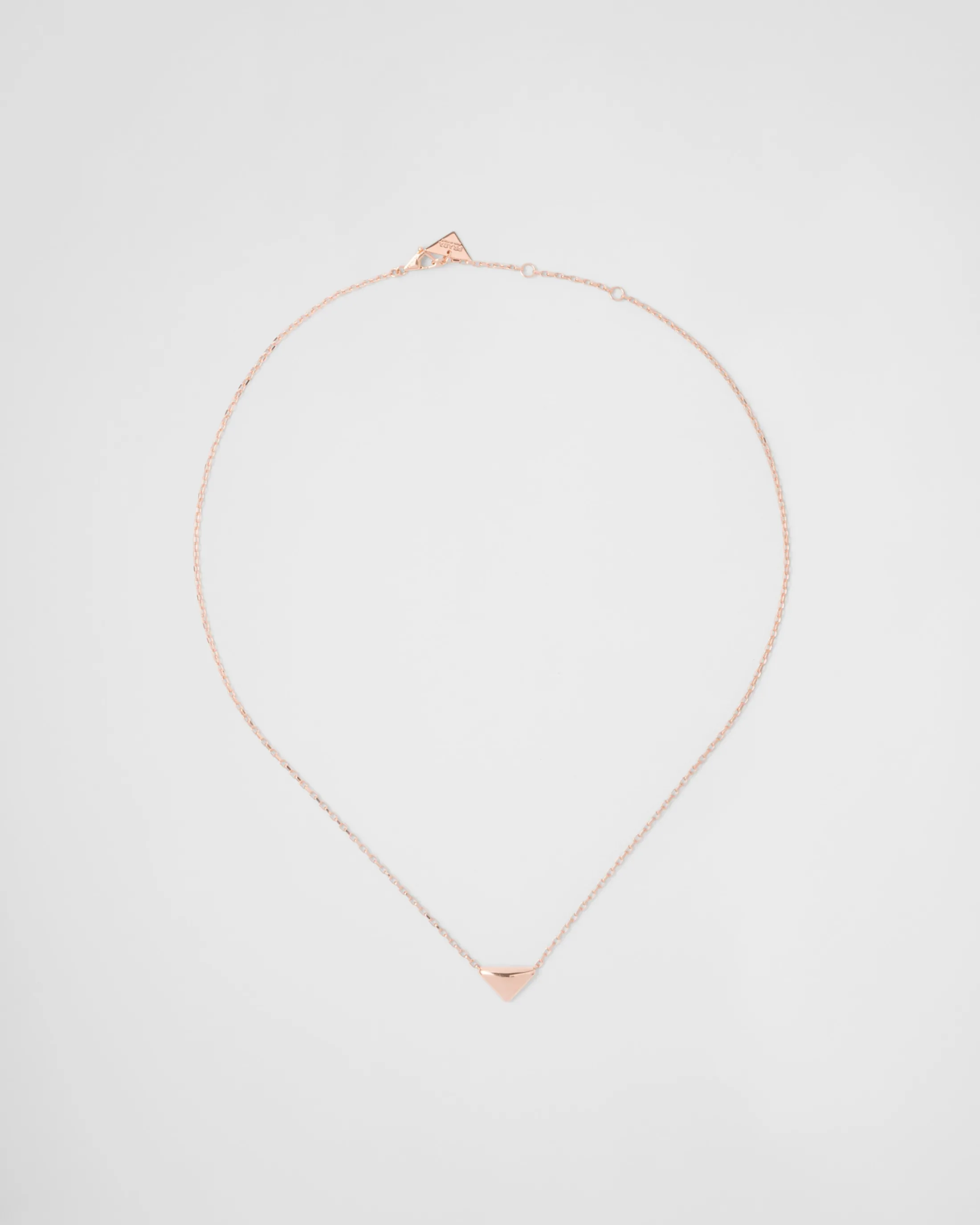 Prada Eternal Gold necklace in pink gold with nano triangle pendant Rosegold Shop
