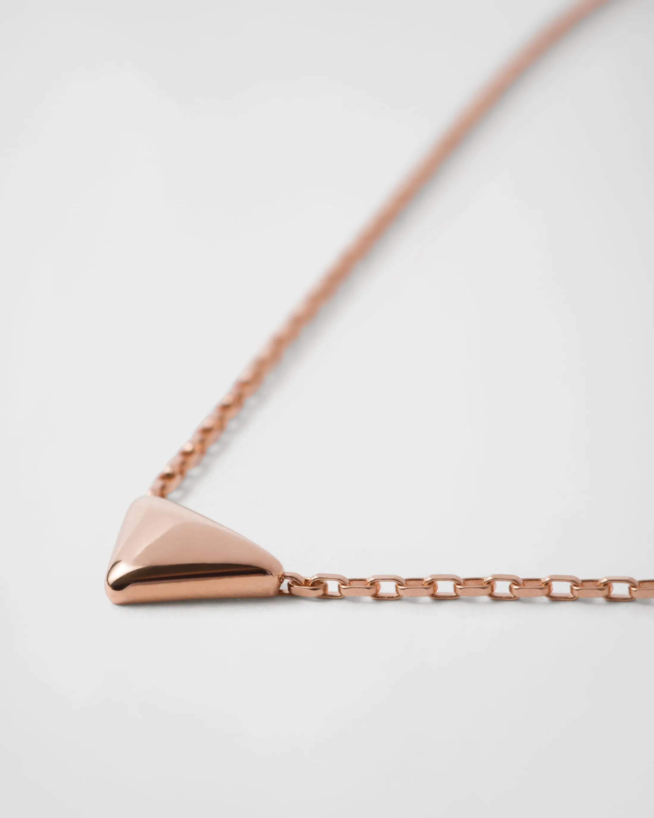 Prada Eternal Gold necklace in pink gold with nano triangle pendant Rosegold Shop