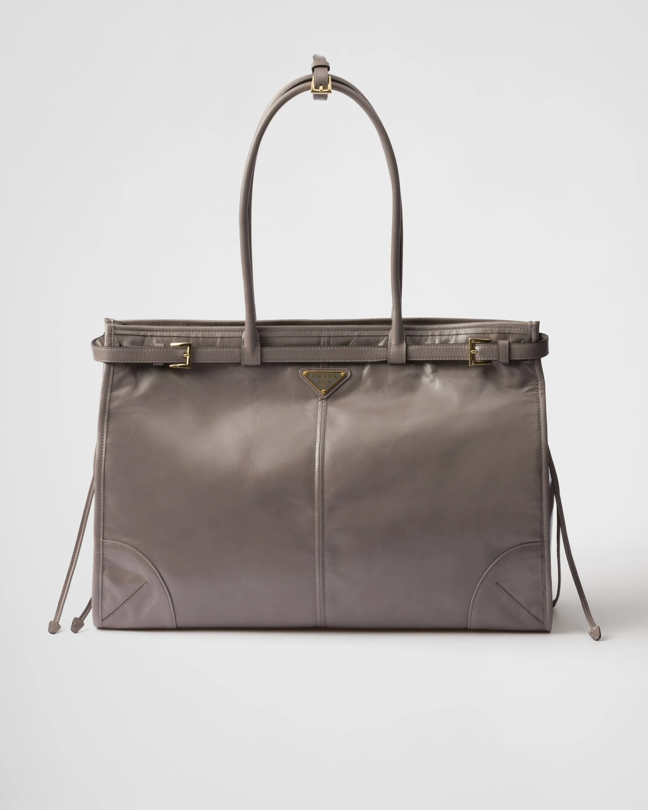 Prada Extra large leather handbag Pewter Discount