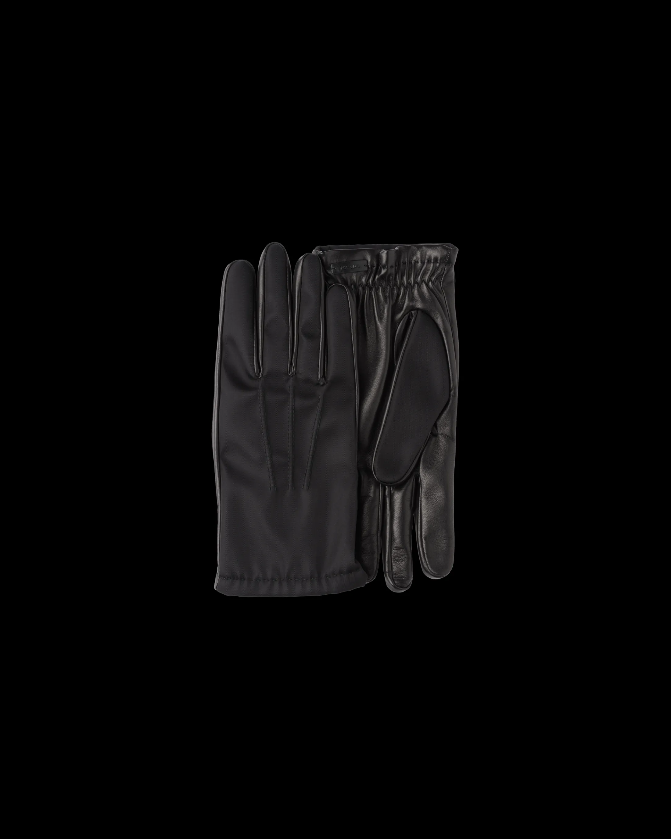 Prada Fabric and leather gloves Black Hot