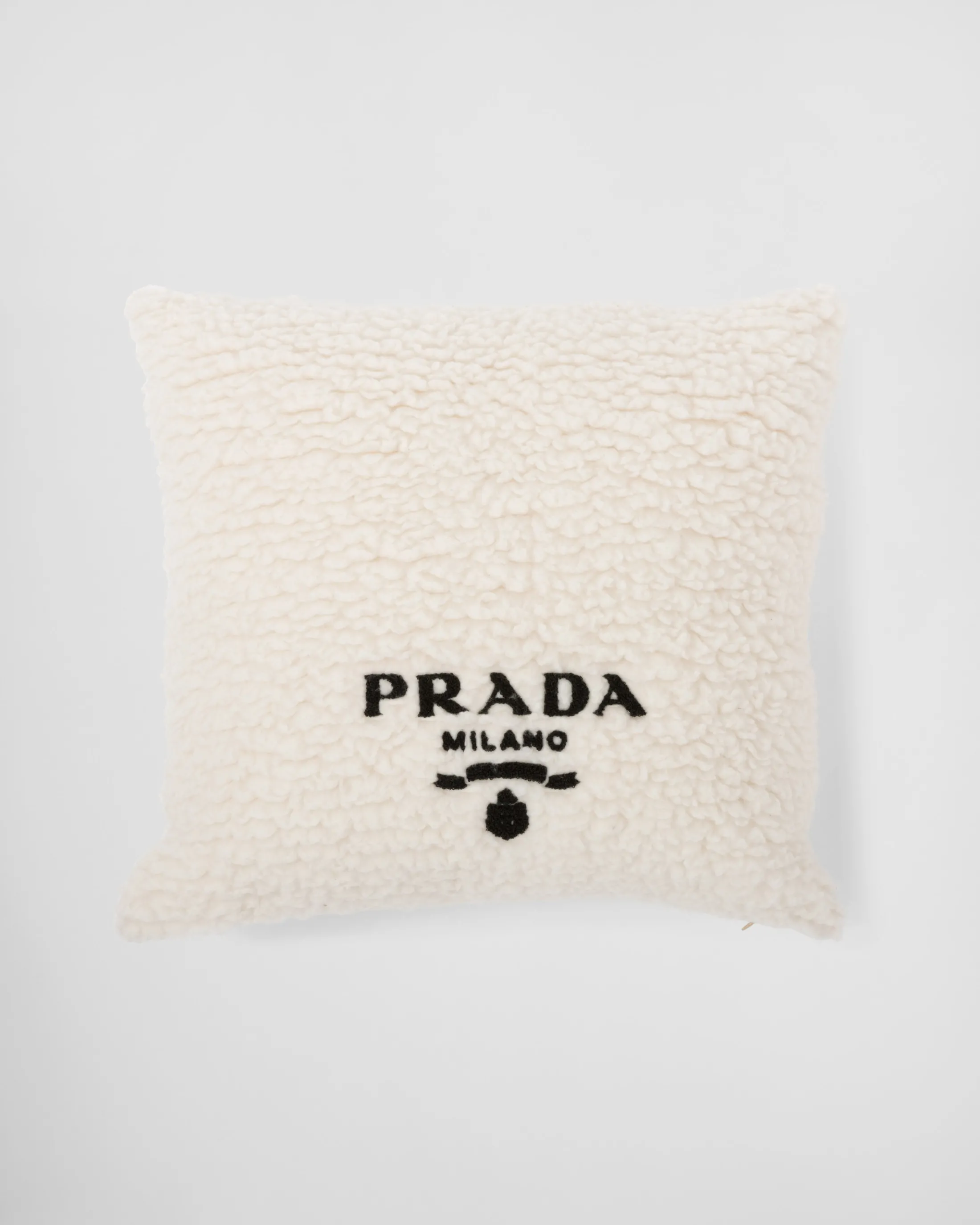 Prada Faux-fur cashmere and wool throw pillow Tan/black Shop