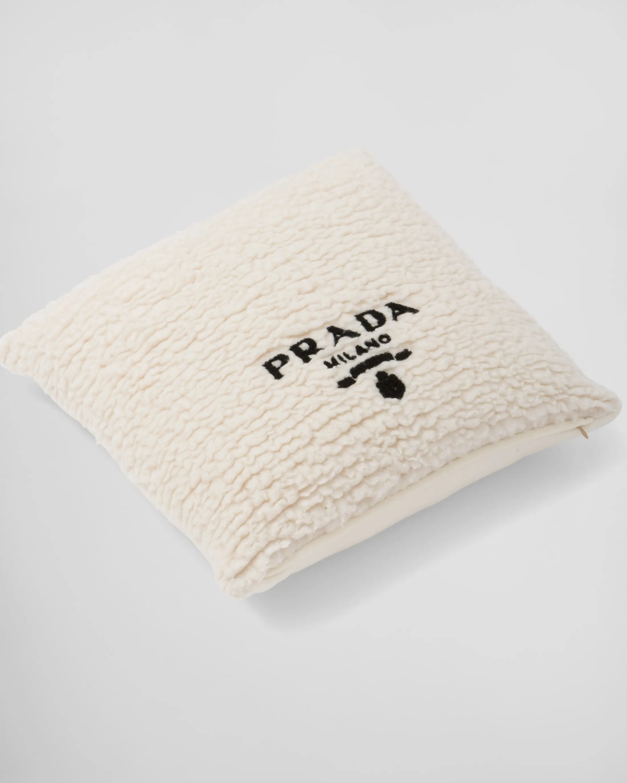 Prada Faux-fur cashmere and wool throw pillow Tan/black Shop