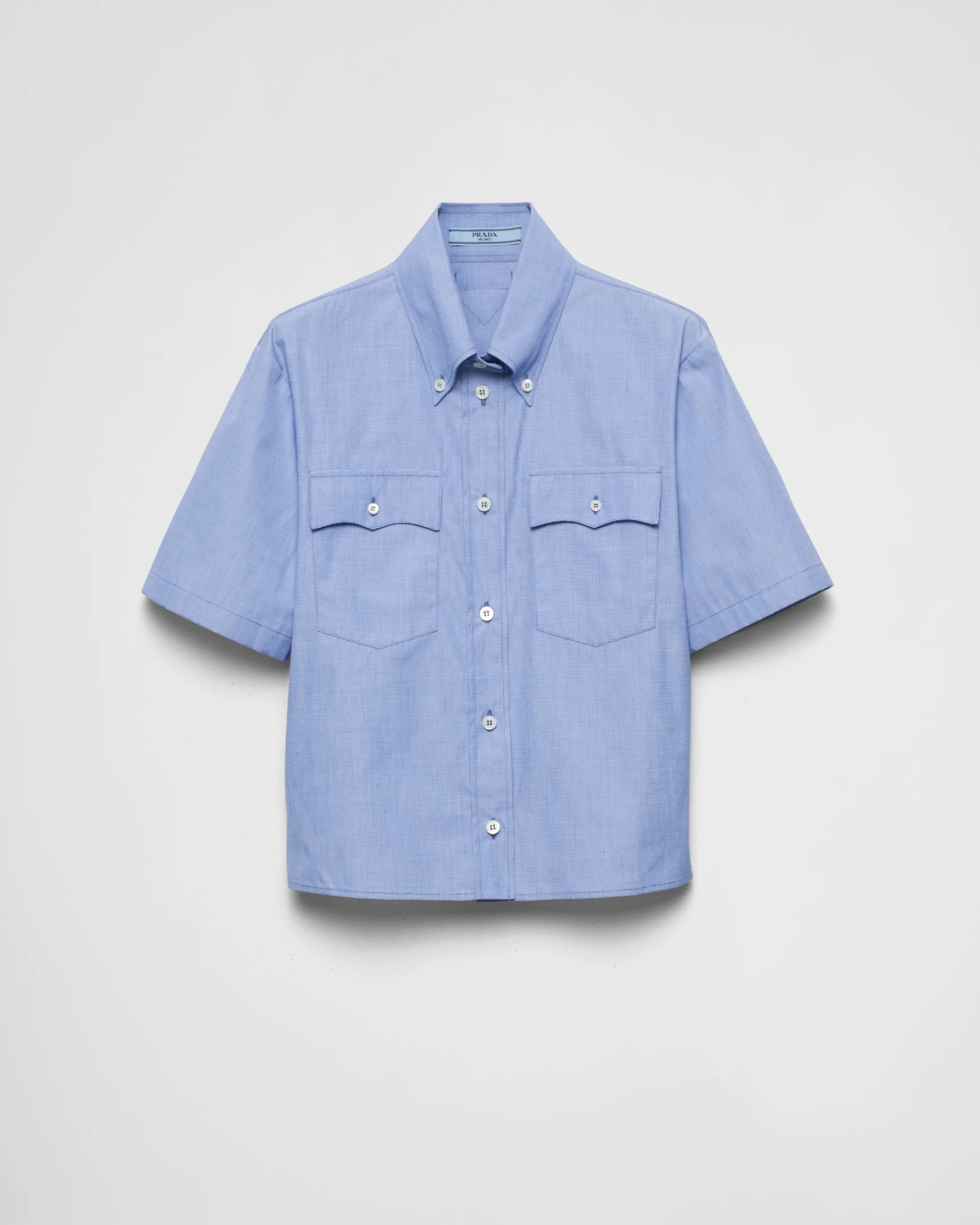 Prada Fil-à-fil cotton shirt Sapphireblue Hot