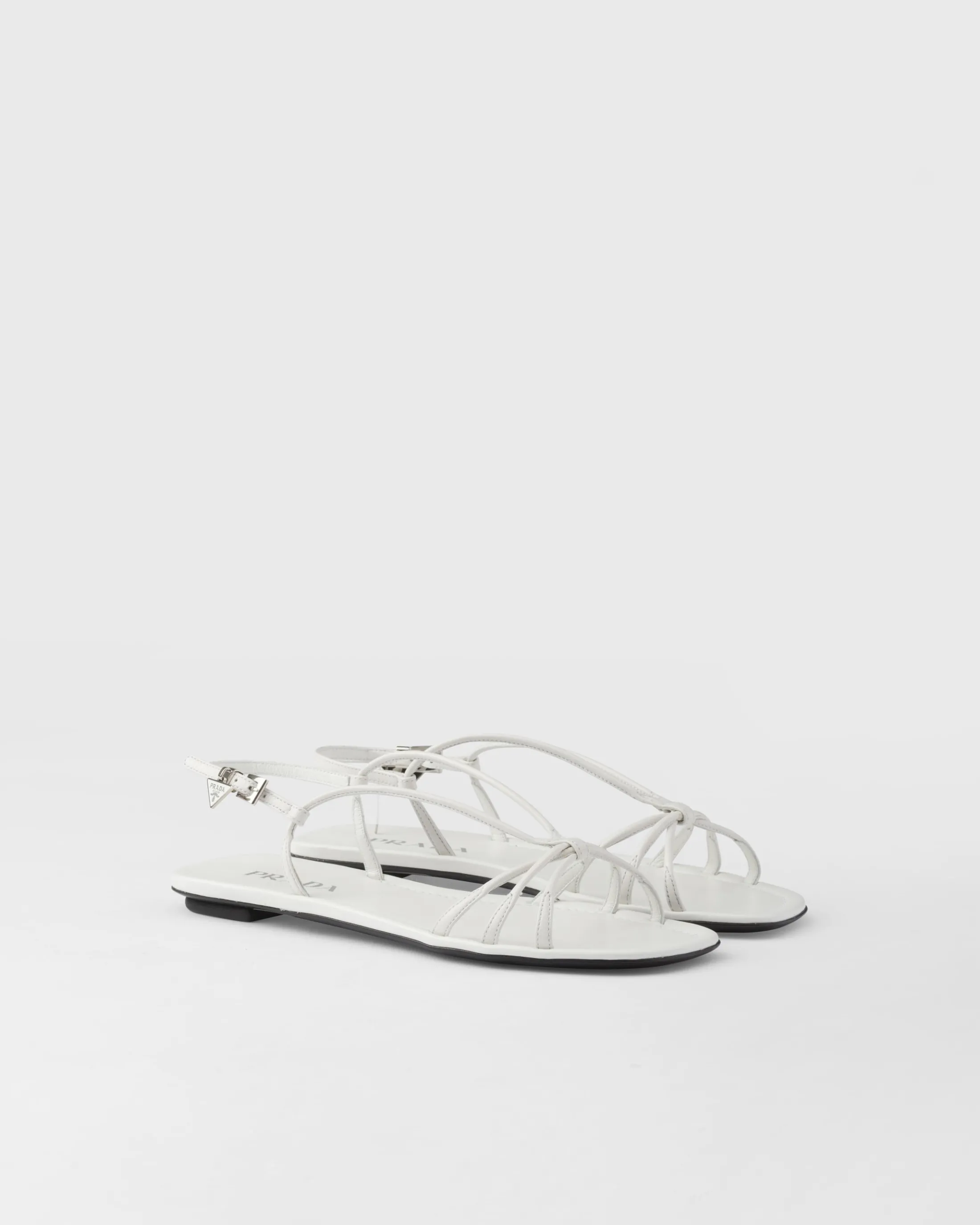 Prada Flat leather sandals White Cheap