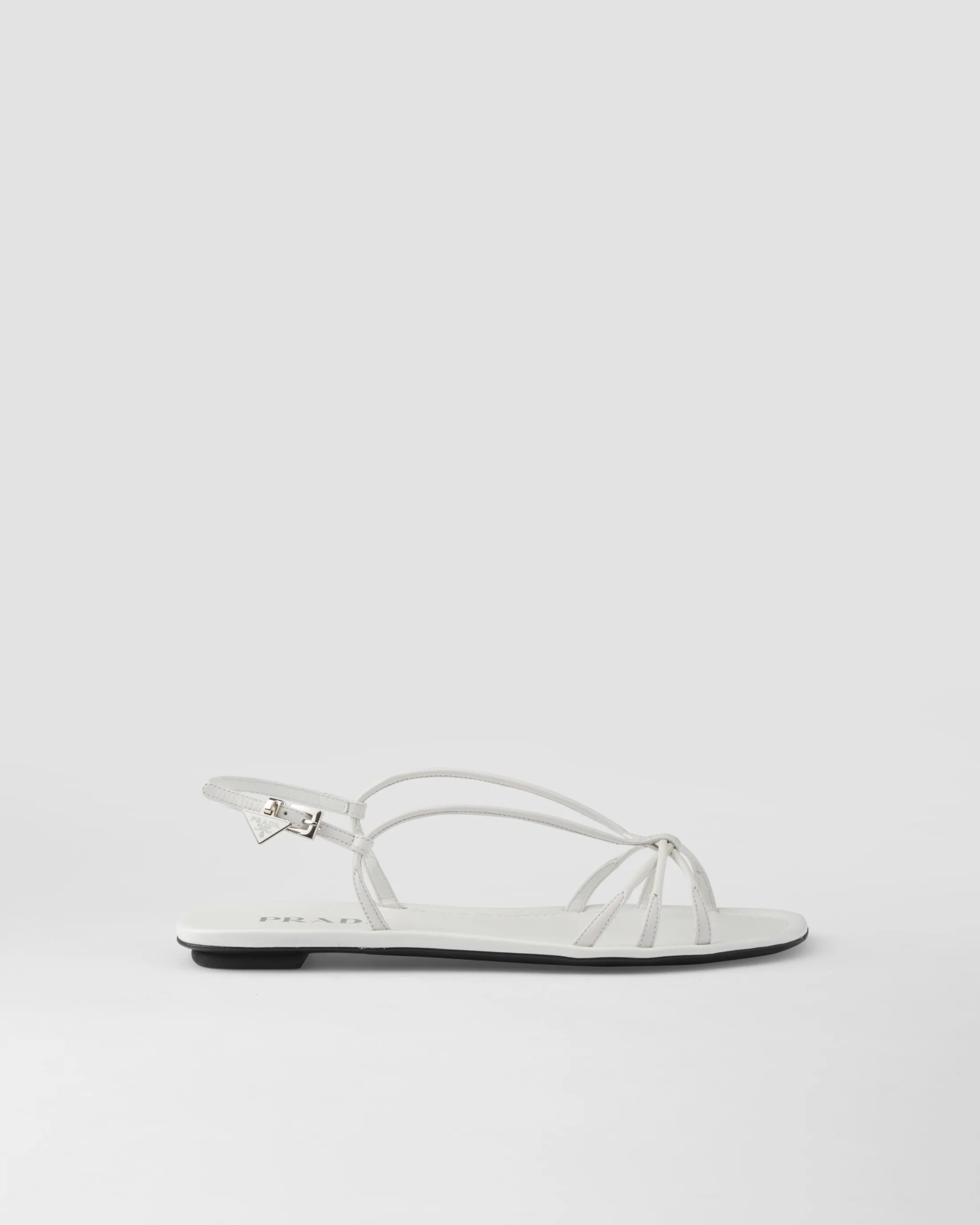 Prada Flat leather sandals White Cheap