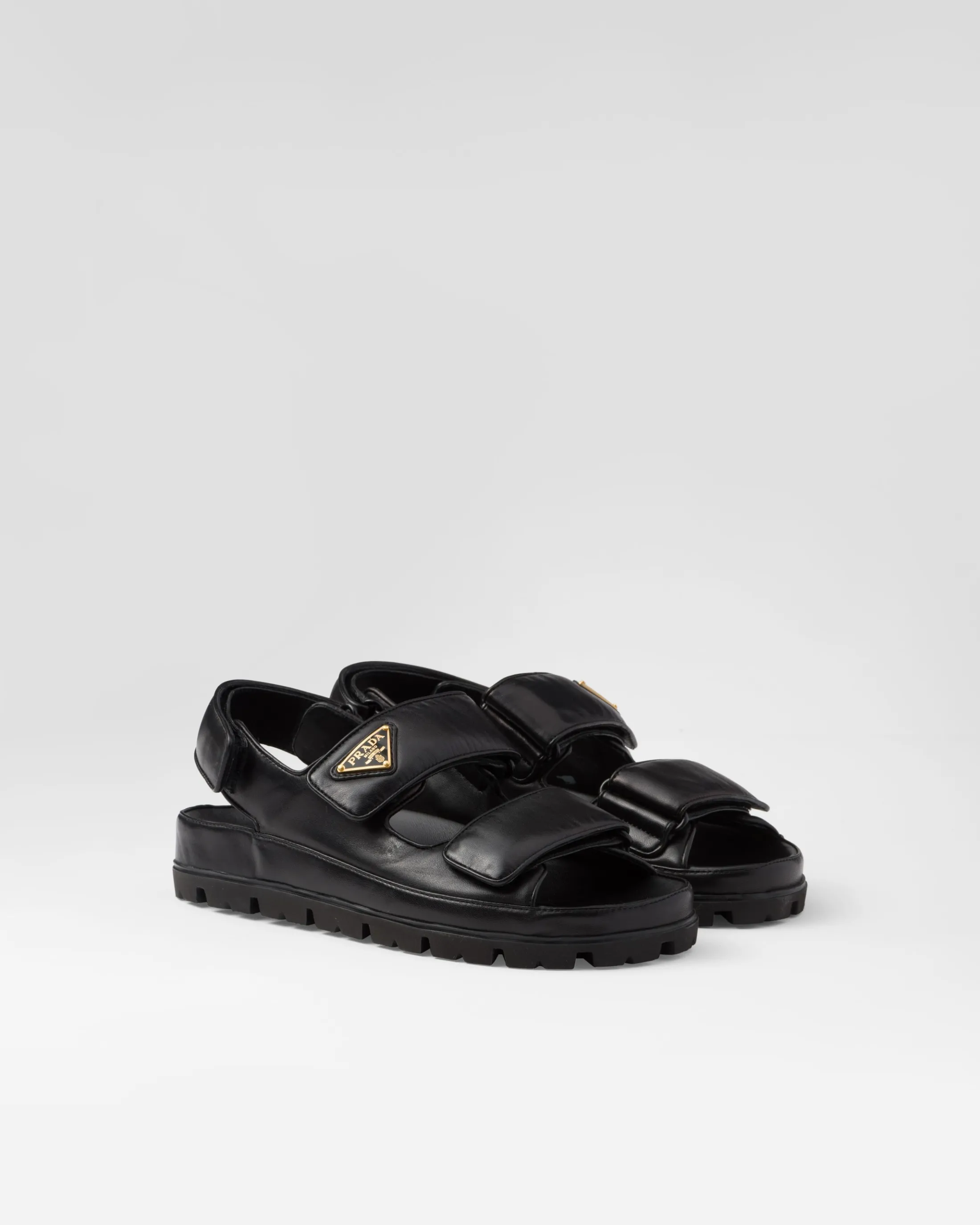 Prada Flat nappa leather sandals Black Store